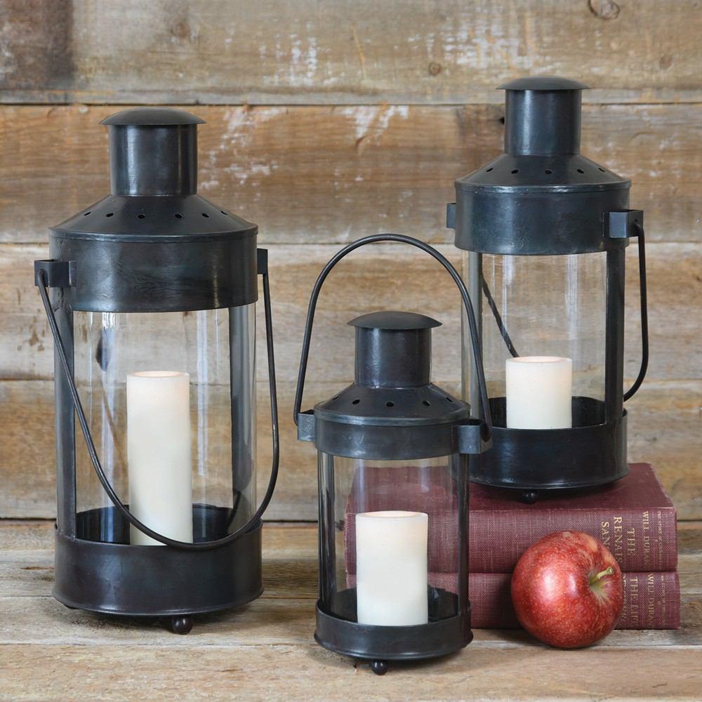 HomArt Revere Metal Lantern - Black Waxed
