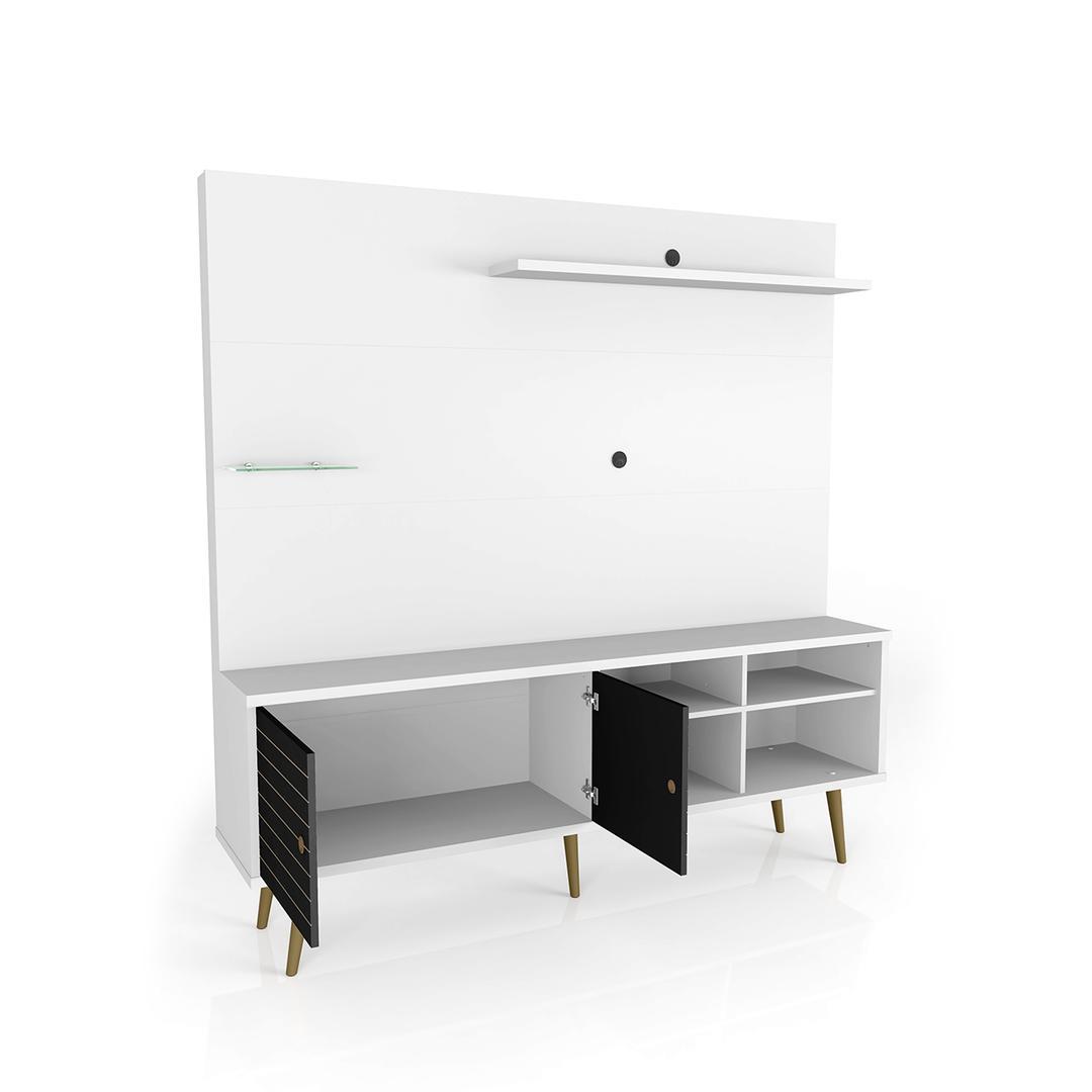 Manhattan Comfort Liberty 70.87" Freestanding Entertainment Center with Overhead shelf