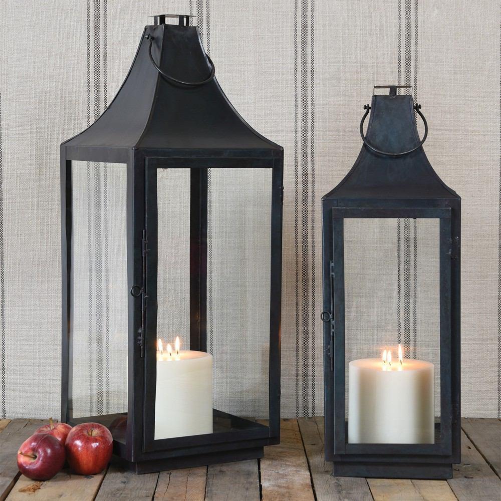 HomArt Cole Metal Lantern - Black Waxed