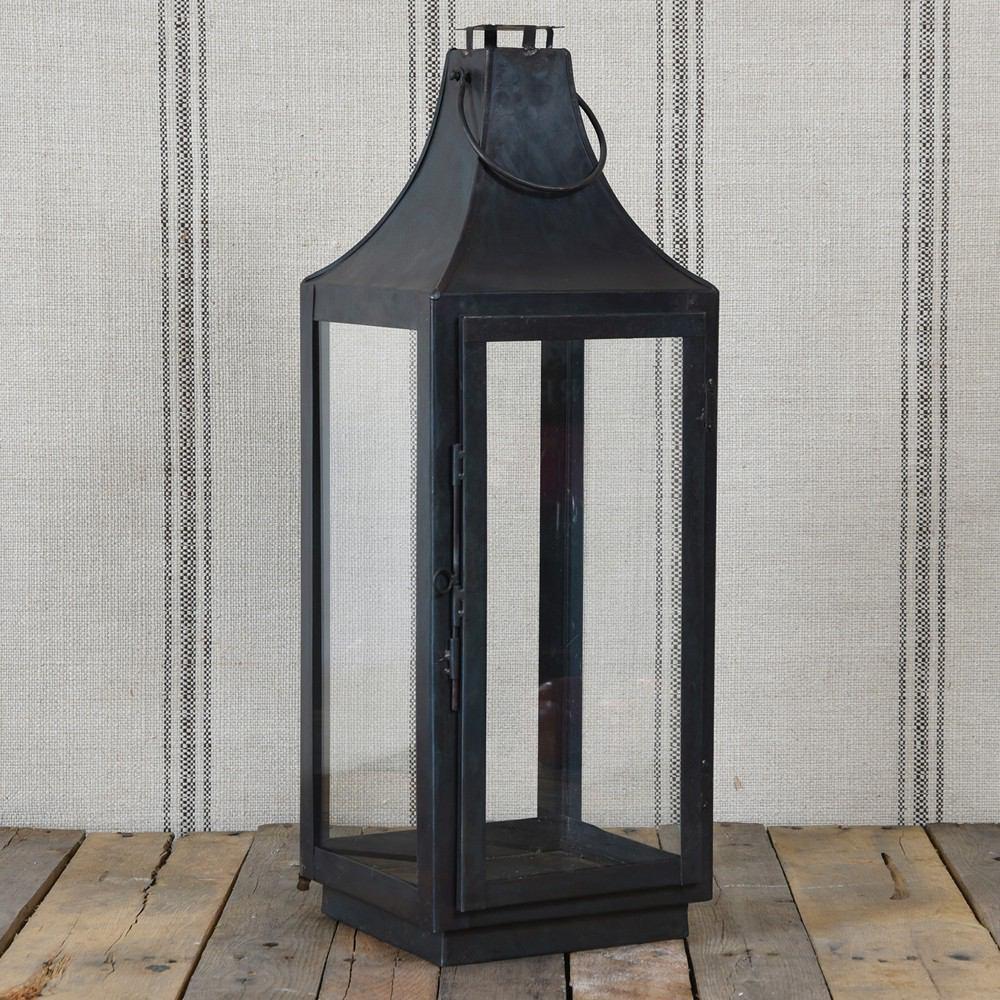 HomArt Cole Metal Lantern - Black Waxed