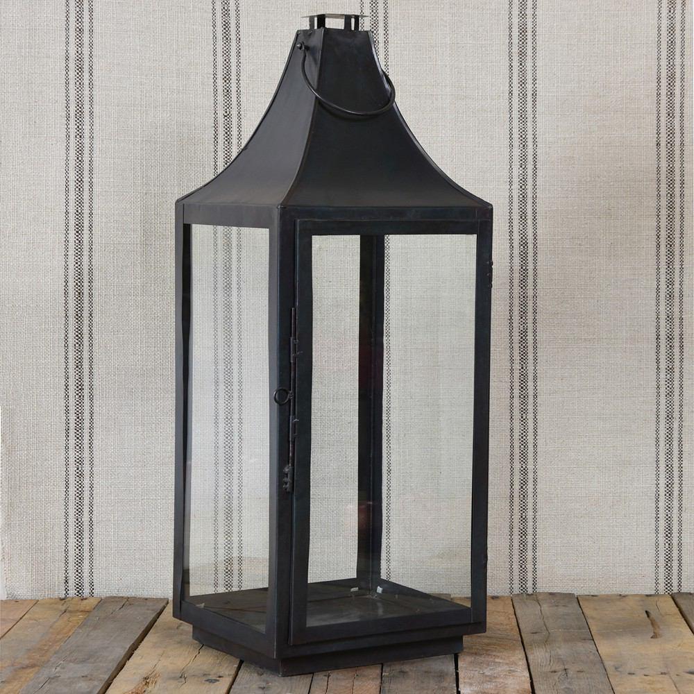 HomArt Cole Metal Lantern - Black Waxed
