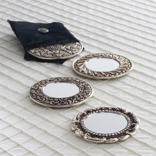 Two's Company Engraving Silver Make Up Mirror Set of 4