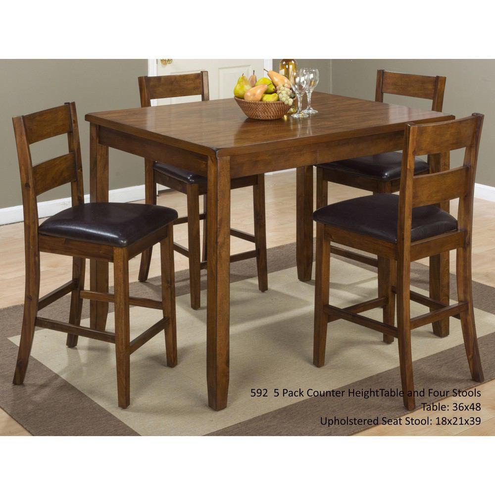 Jofran Plantation Counter Height Table and Four Stools