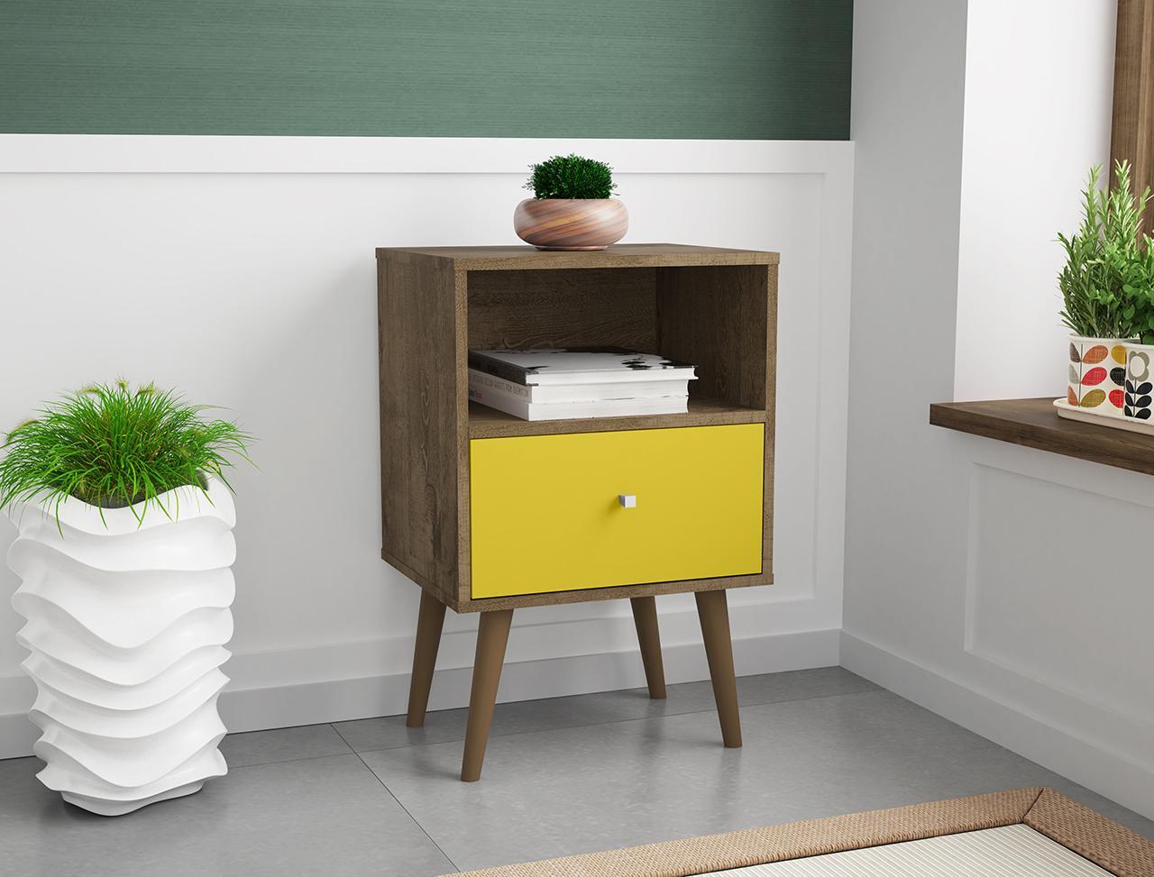 Manhattan Comfort Liberty Mid Century - Modern Nightstand 1.0 with 1 Cubby Space