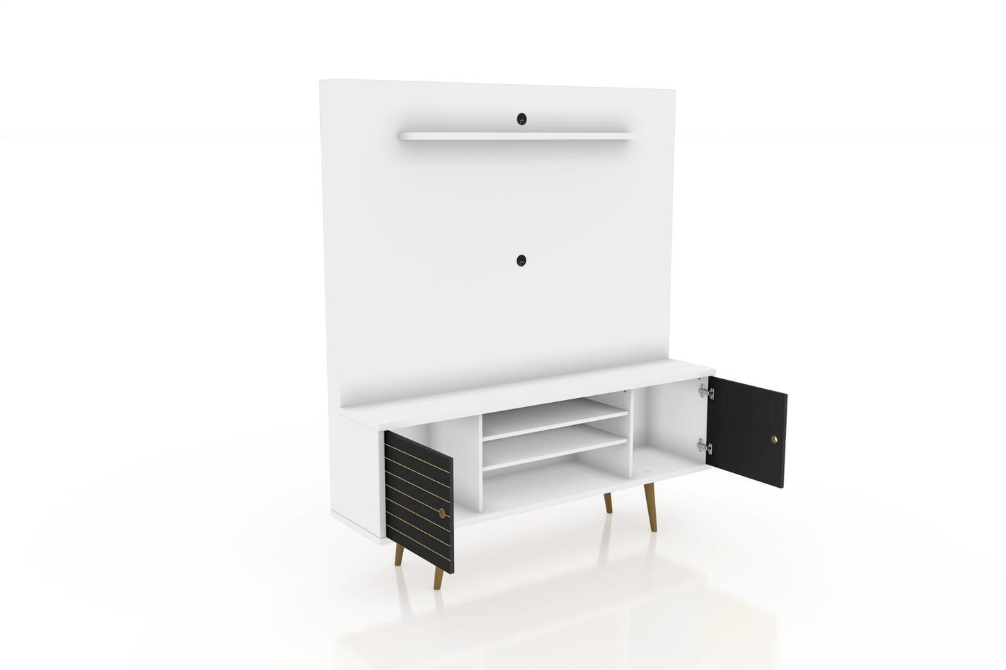 Manhattan Comfort Liberty 63" Freestanding Entertainment Center with Overhead shelf