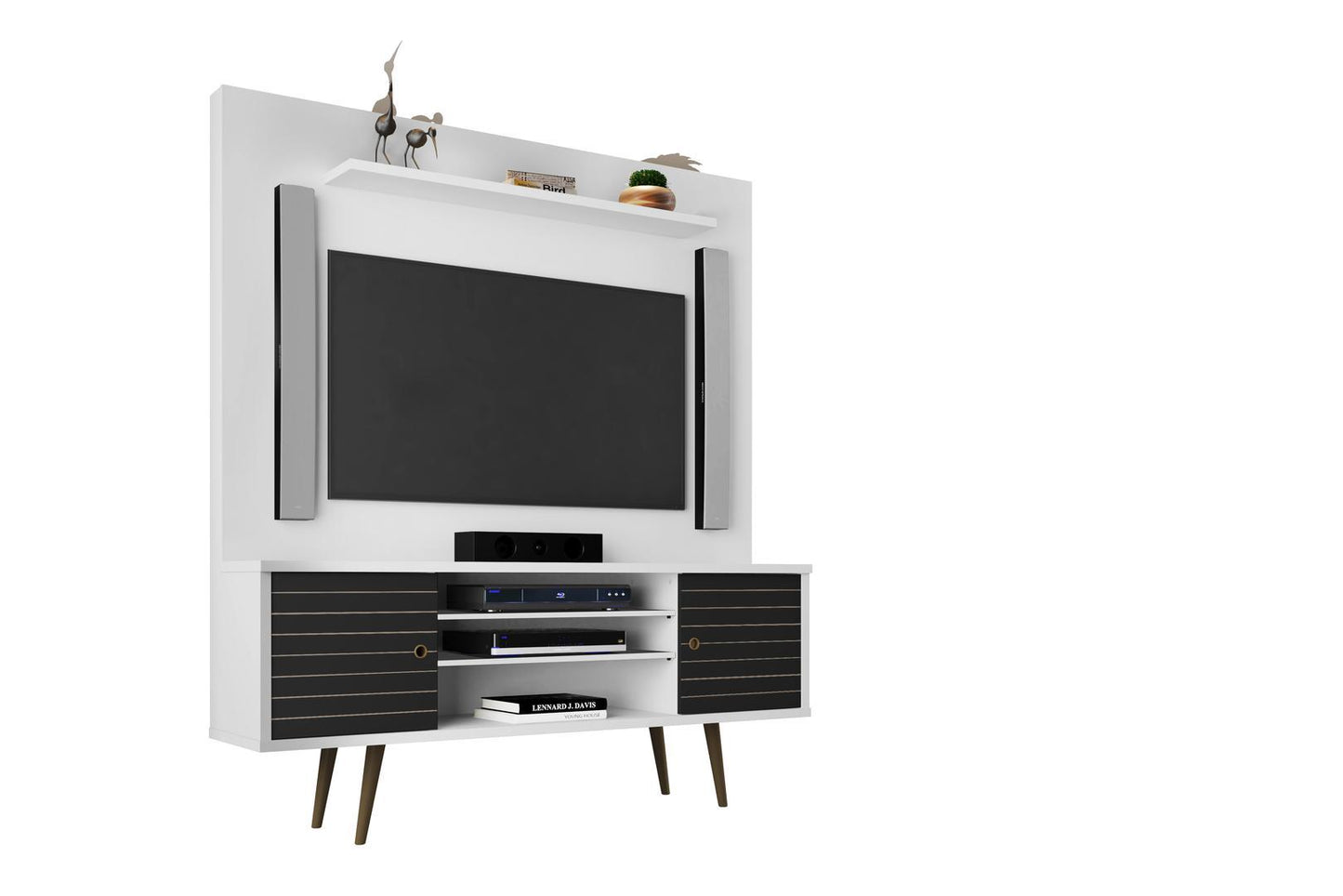 Manhattan Comfort Liberty 63" Freestanding Entertainment Center with Overhead shelf
