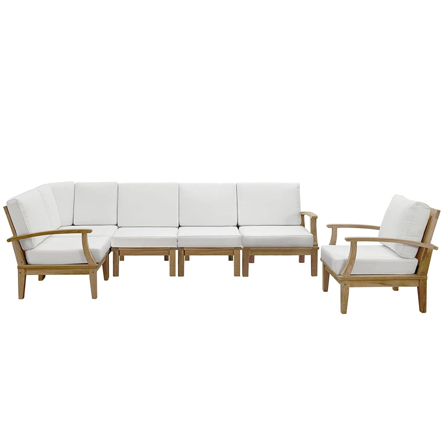 Modway Marina 6 Piece Outdoor Patio Teak Sofa Set | Outdoor Sofas, Loveseats & Sectionals | Modishstore-2