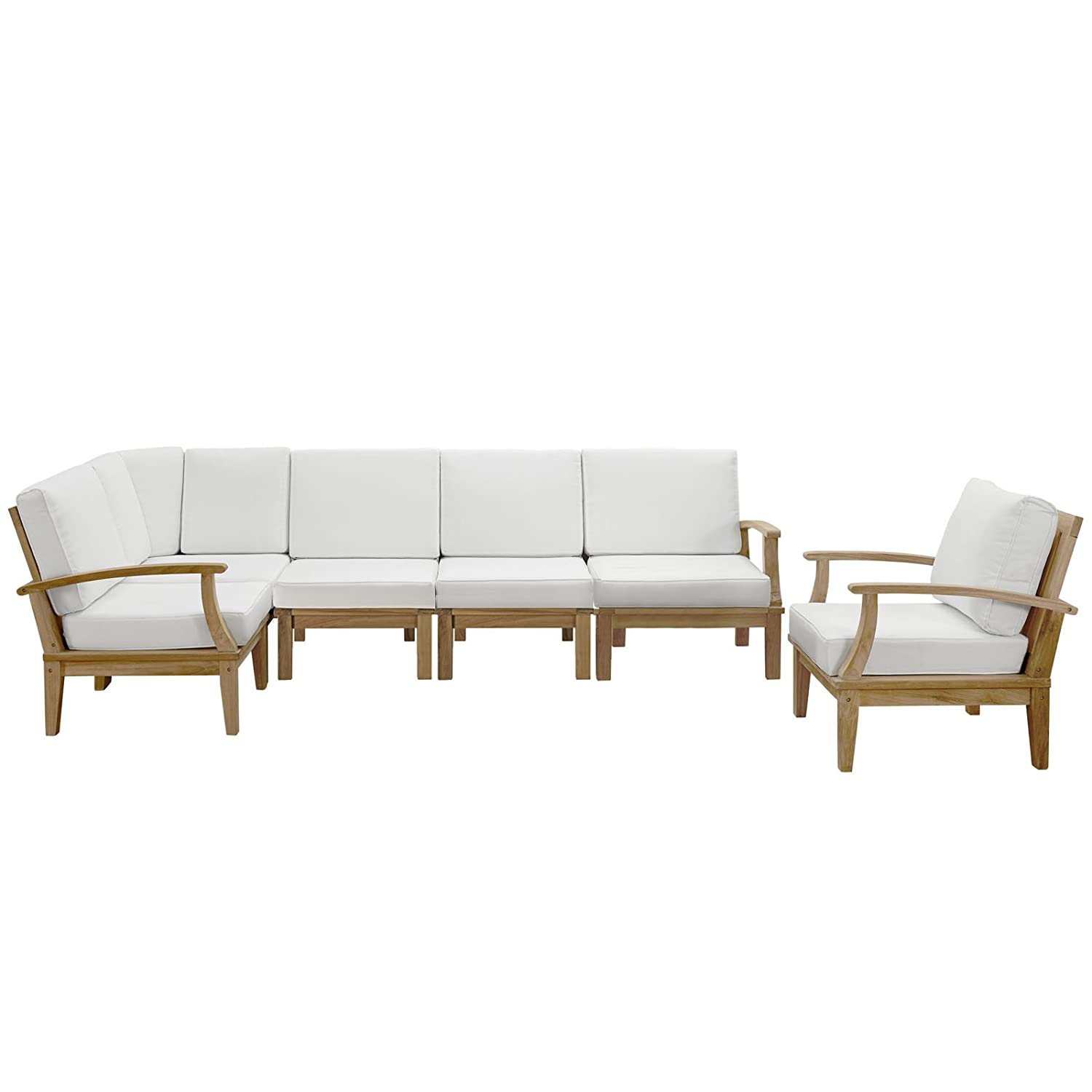 Modway Marina 6 Piece Outdoor Patio Teak Sofa Set | Outdoor Sofas, Loveseats & Sectionals | Modishstore-2
