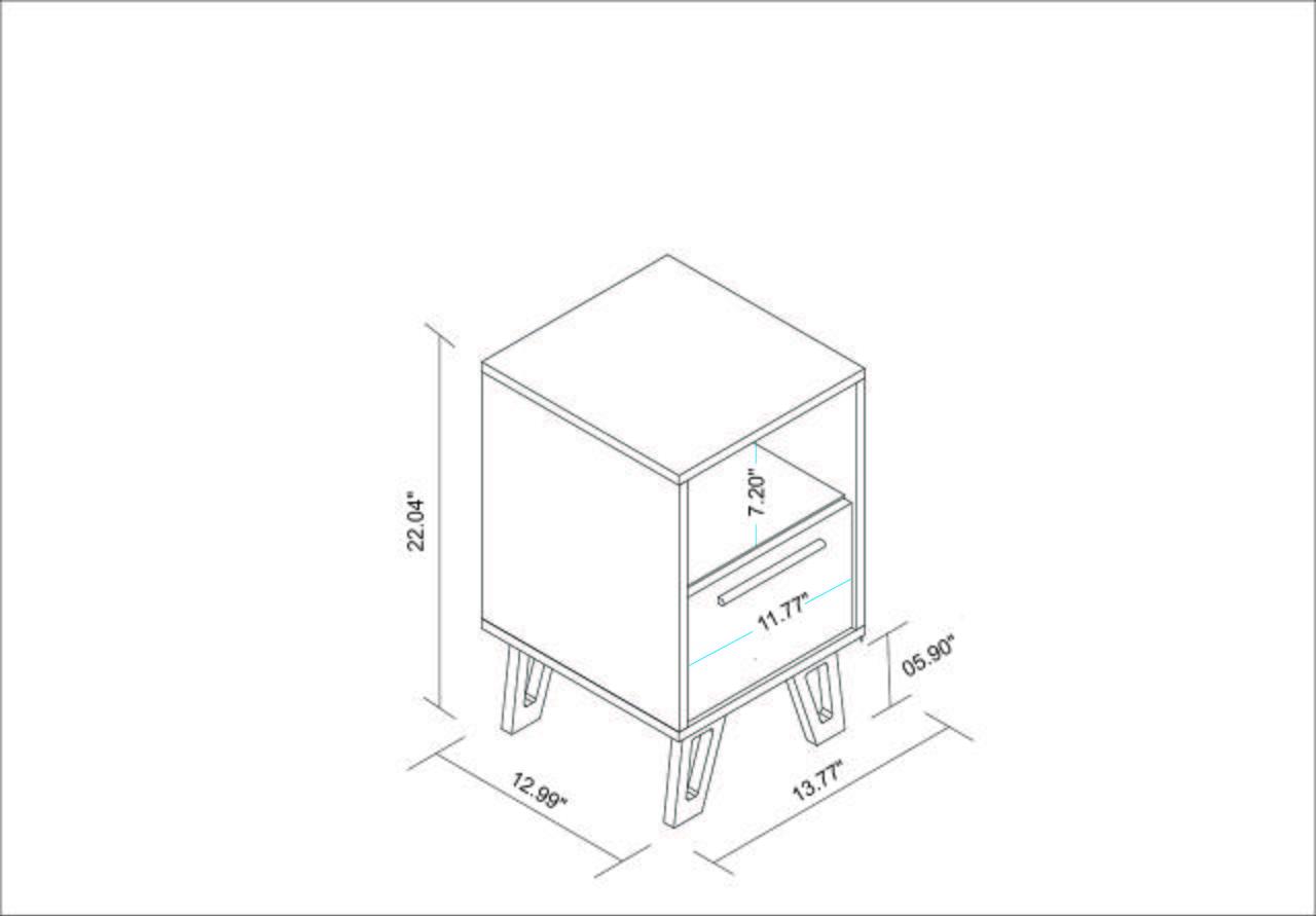 Manhattan Comfort Doris 1-Drawer Mid- Century Nightstand