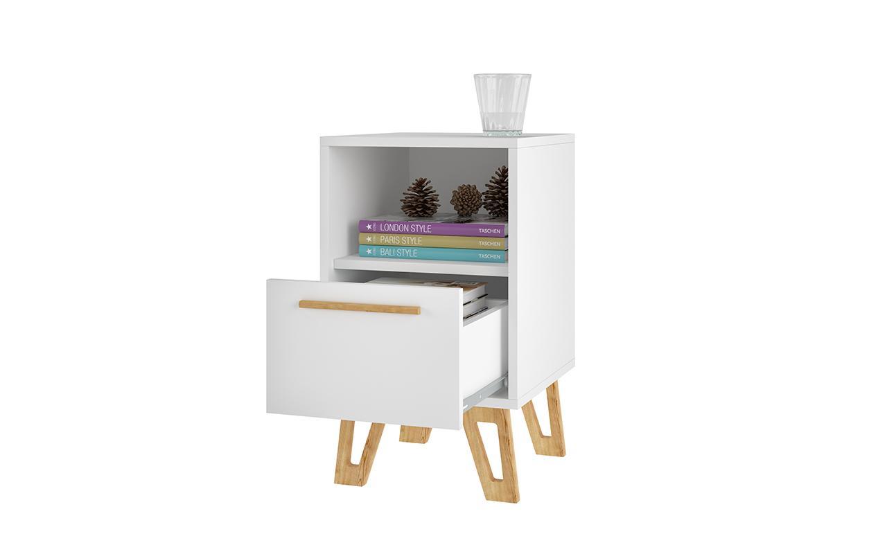 Manhattan Comfort Doris 1-Drawer Mid- Century Nightstand