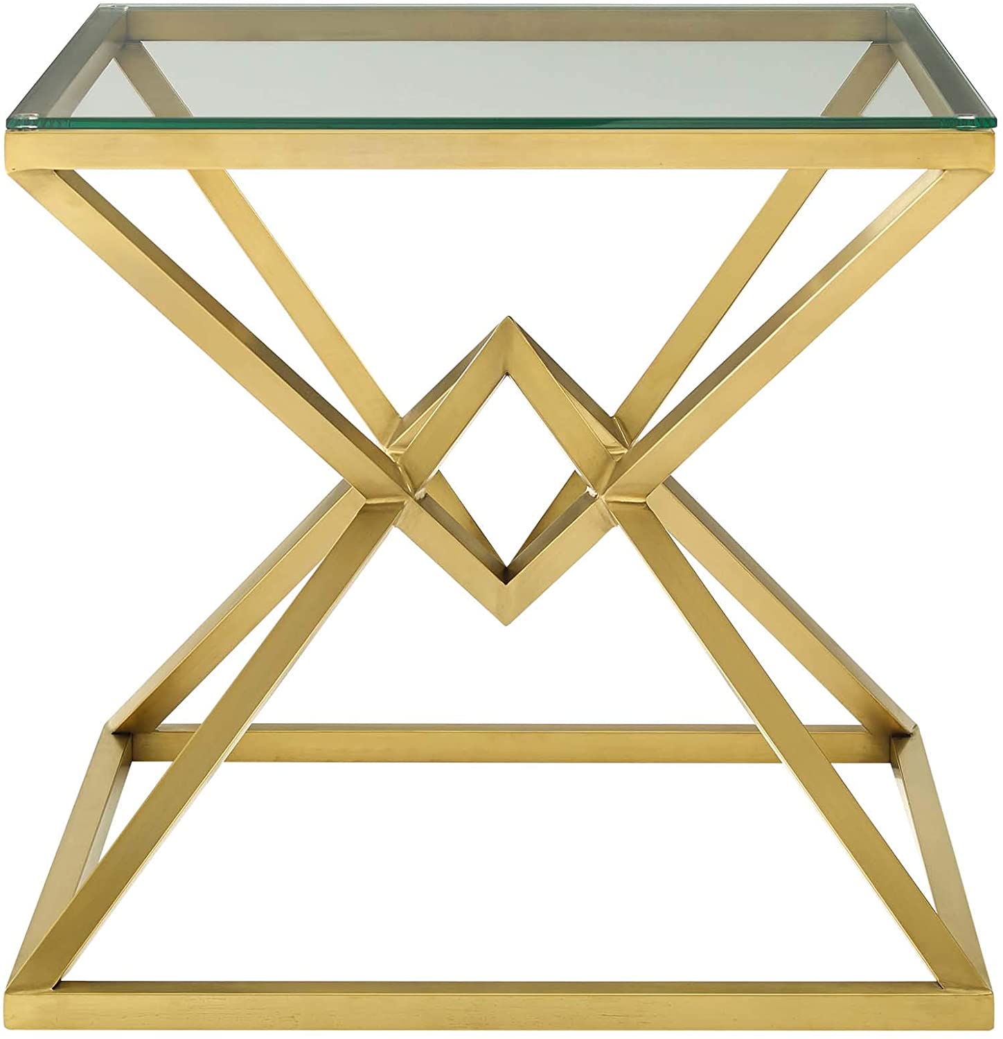 Modway Point 25.5" Brushed Gold Metal Stainless Steel Side Table in Gold | Side Tables | Modishstore-5
