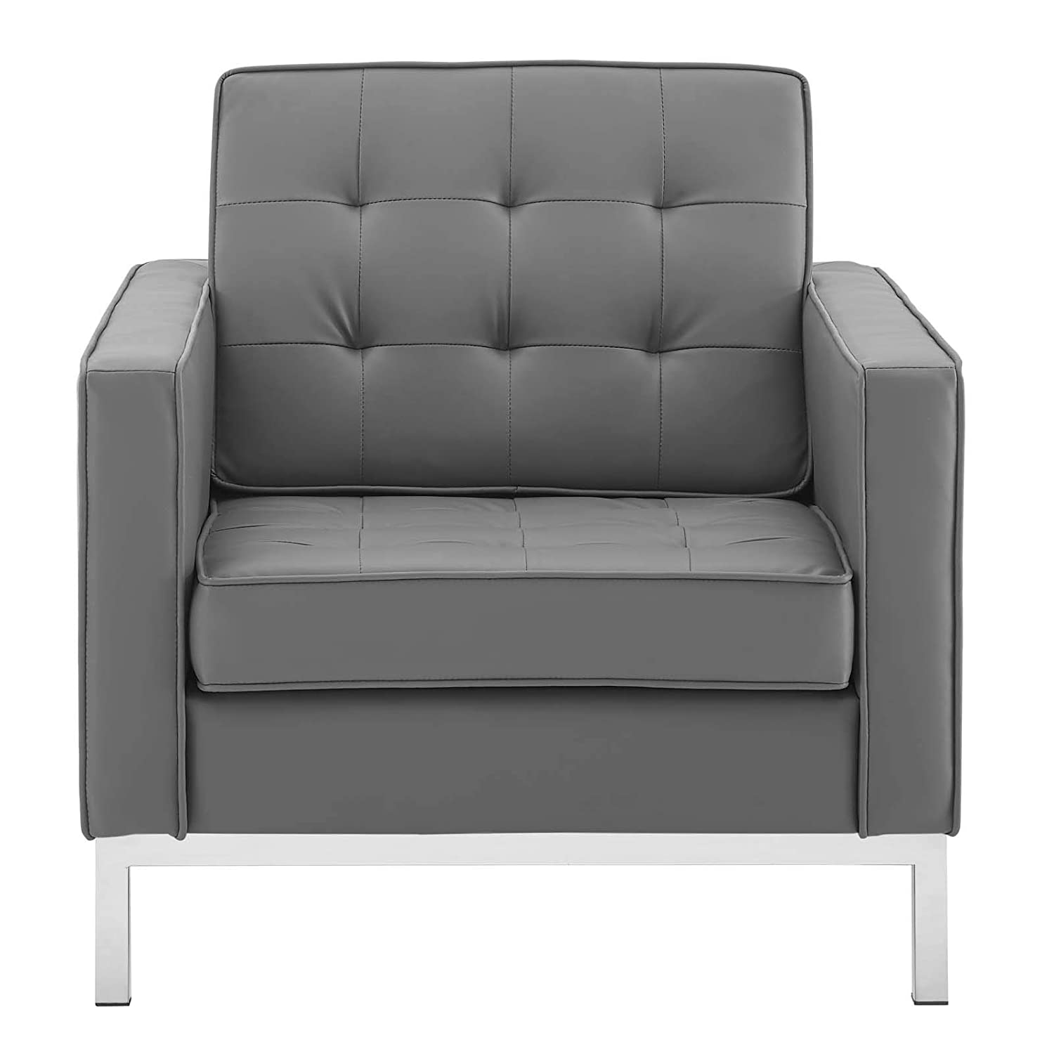 Modway Loft Tufted Upholstered Faux Leather Armchair | Armchairs | Modishstore-12
