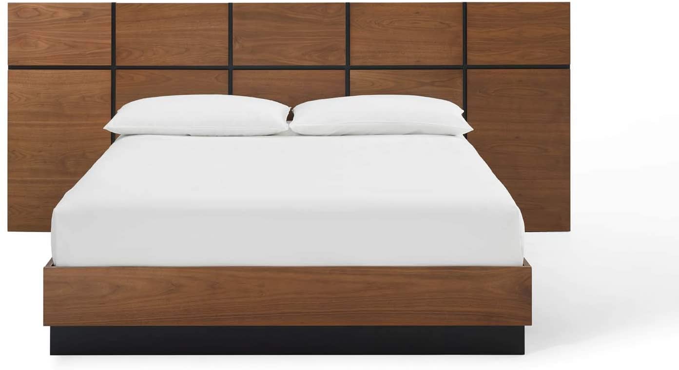 Modway Caima Queen Platform Bed in Walnut | Beds | 