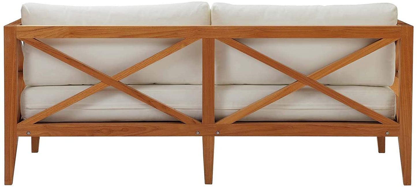 Modway Northlake Outdoor Patio Teak Wood Sofa in Natural White | Outdoor Sofas, Loveseats & Sectionals | Modishstore-5