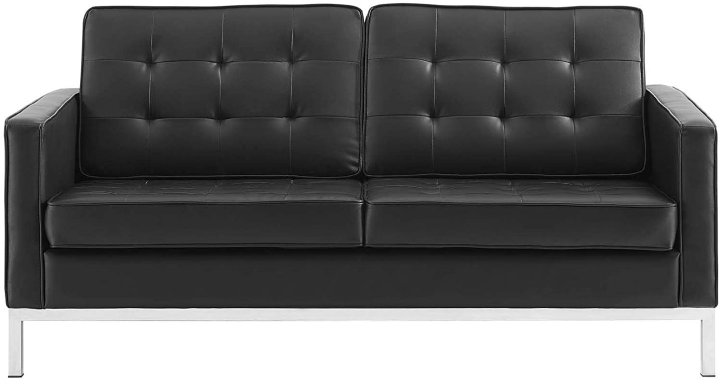 Modway Loft Tufted Upholstered Faux Leather Loveseat | Loveseats | Modishstore-16