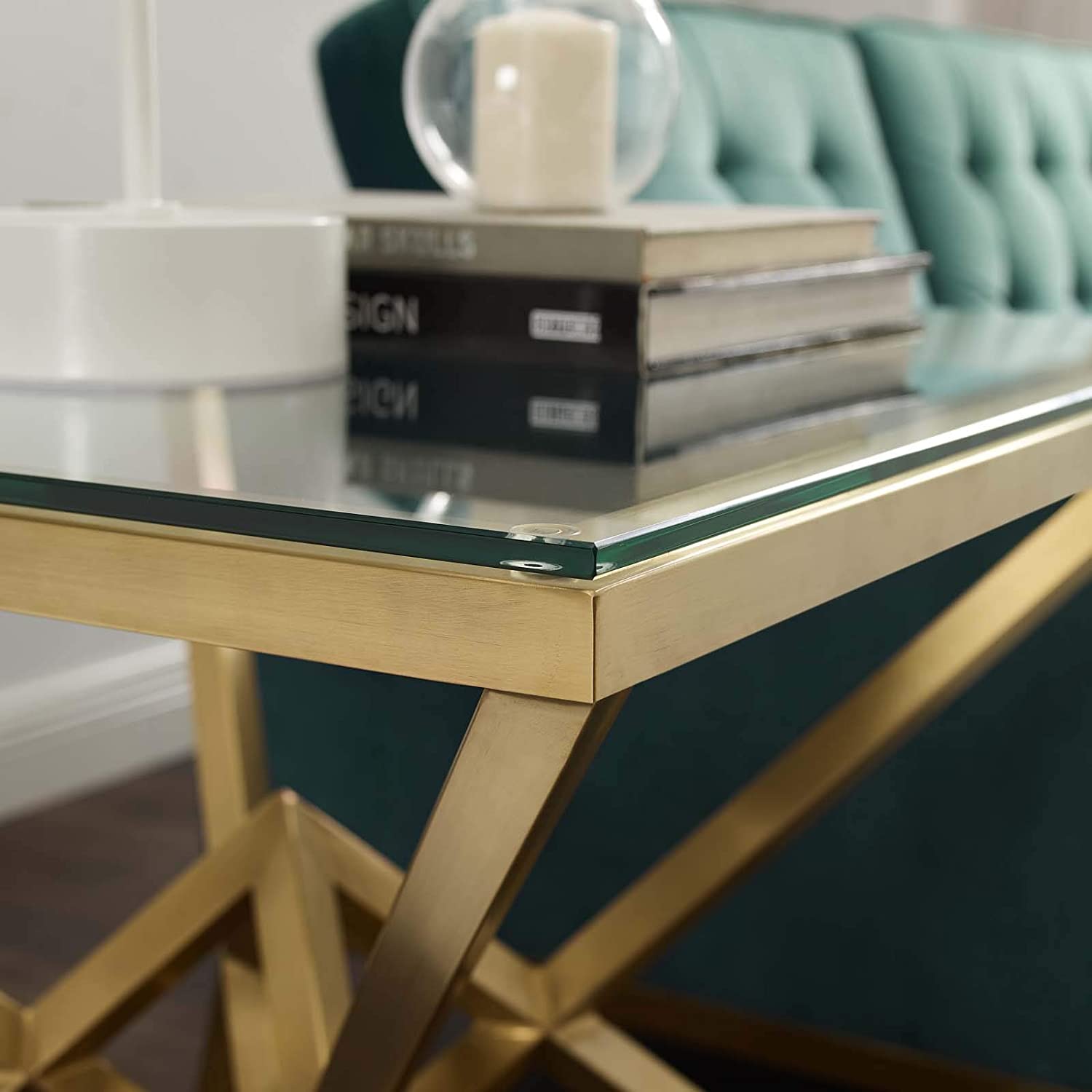 Modway Point 25.5" Brushed Gold Metal Stainless Steel Side Table in Gold | Side Tables | Modishstore-3