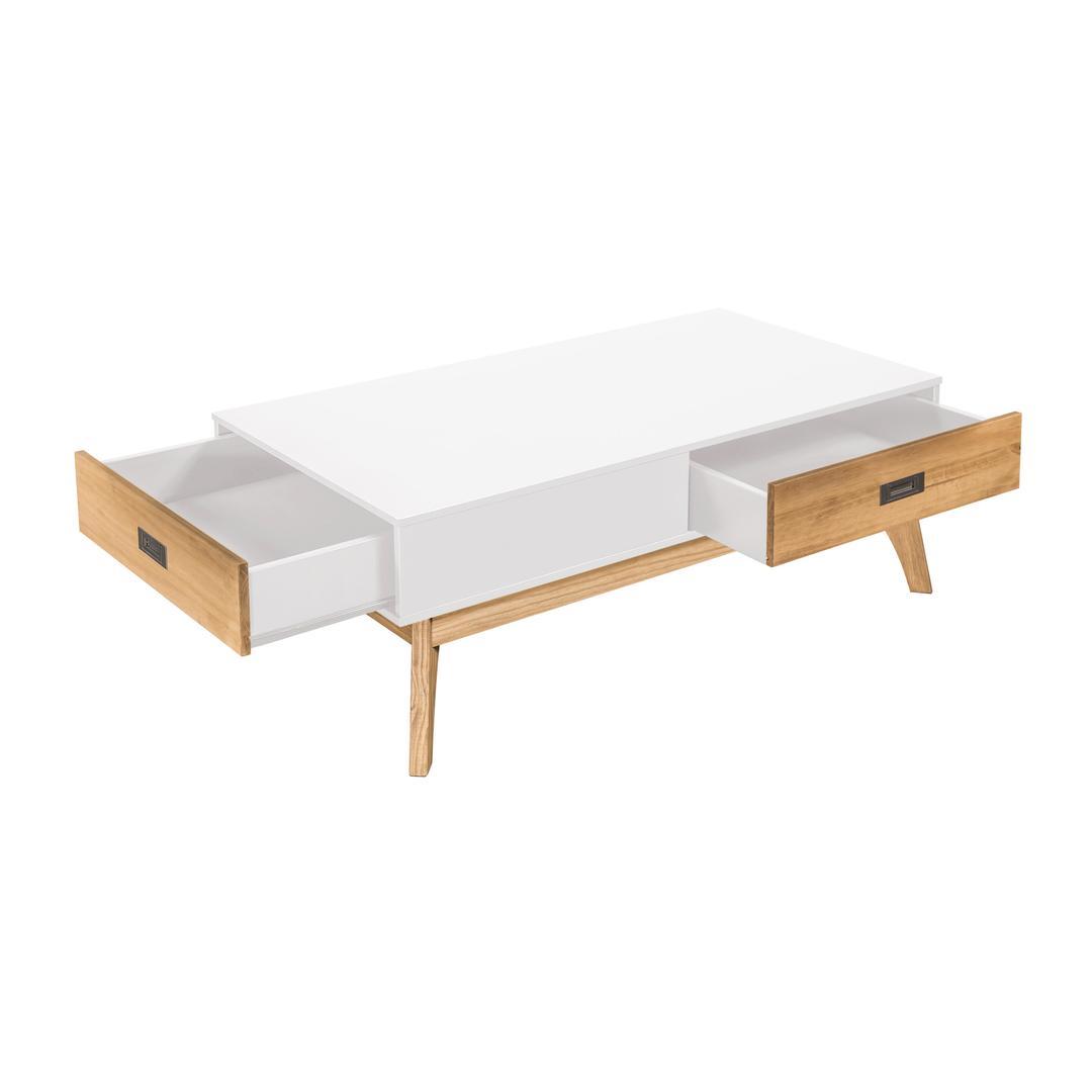 Manhattan Comfort Rustic Mid-Century Modern 2-Drawer Jackie 2.0 Coffee Table