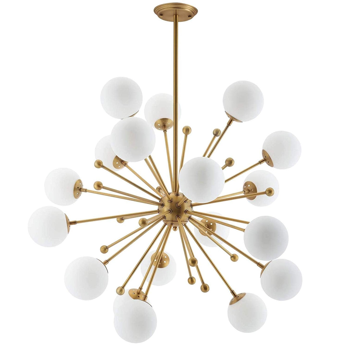 Modway Constellation White Glass and Brass Pendant Chandelier | Chandeliers | 