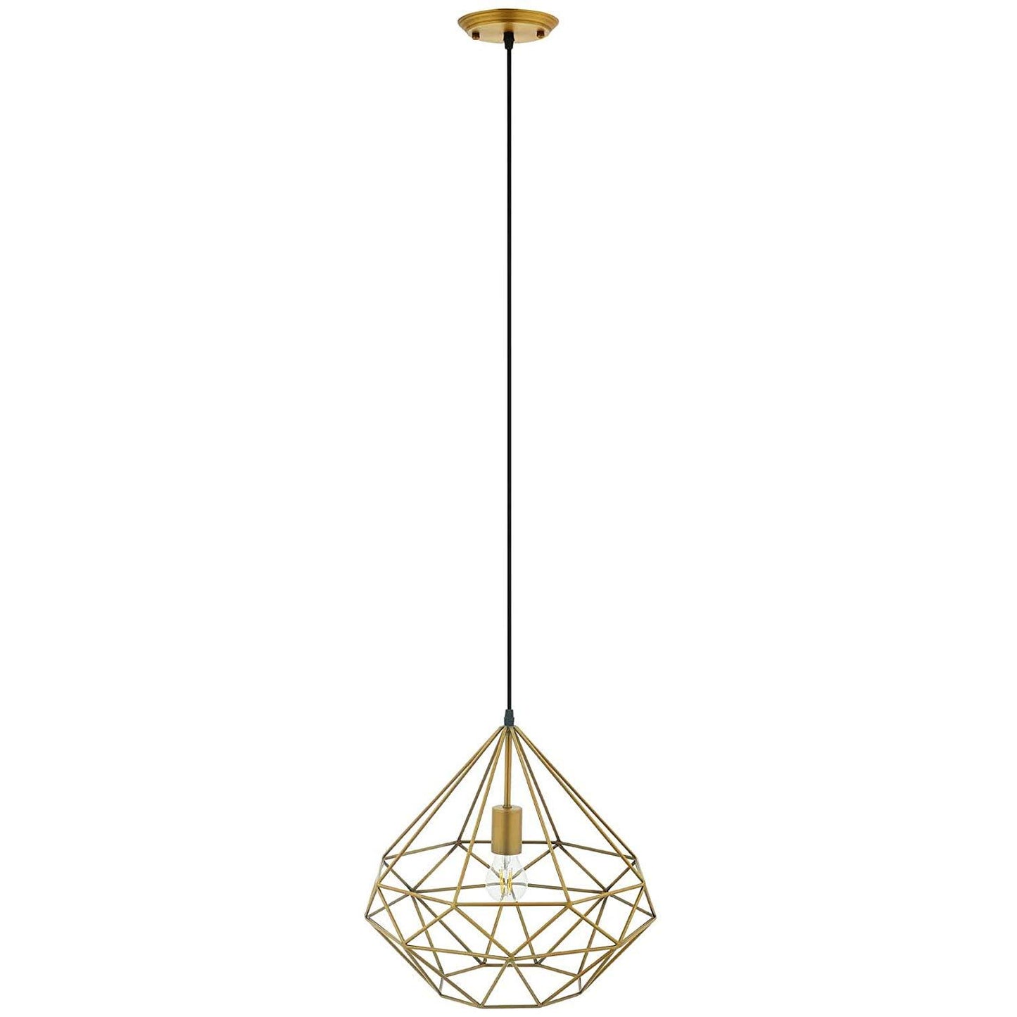Modway Rarity Diamond-Shaped Brass Pendant Light