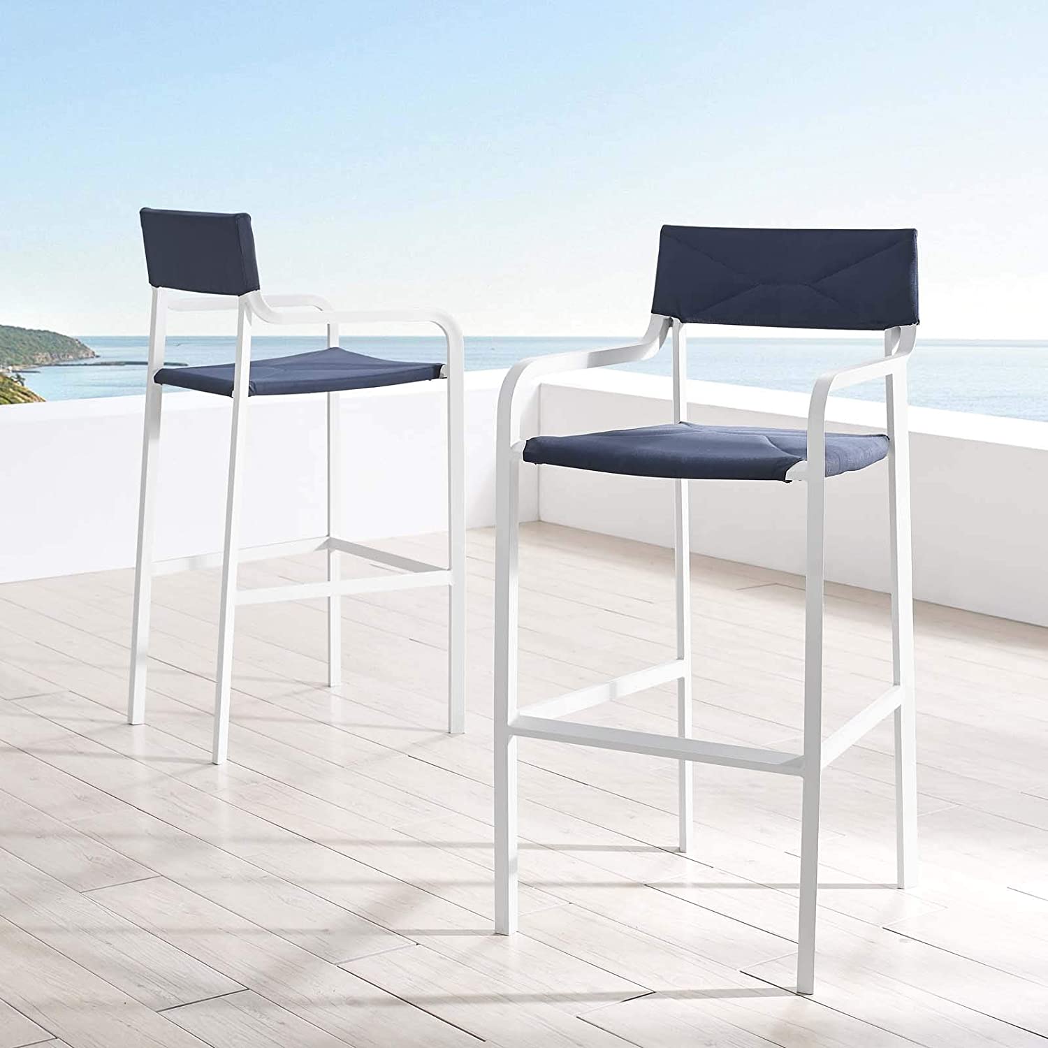 Modway Raleigh Outdoor Patio Aluminum Bar Stool Set of 2 | Bar Stools | Modishstore
