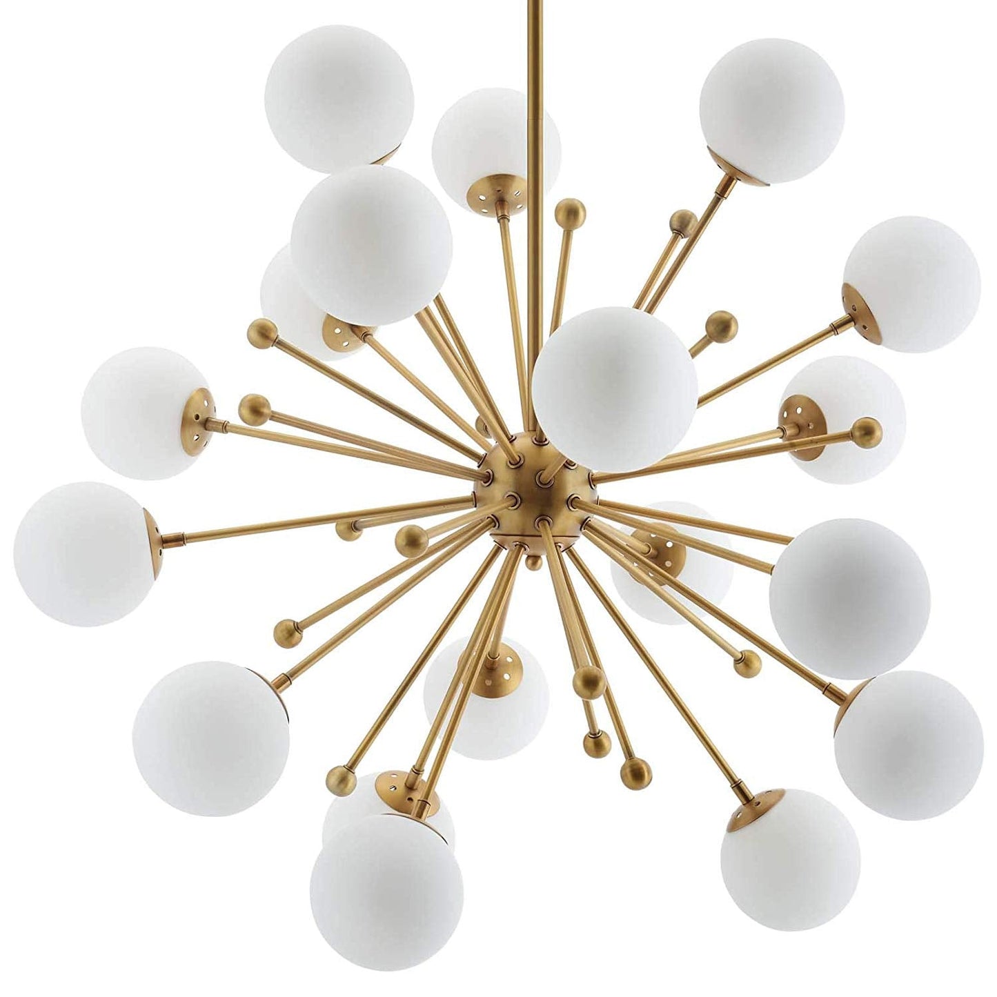 Modway Constellation White Glass and Brass Pendant Chandelier | Chandeliers | 