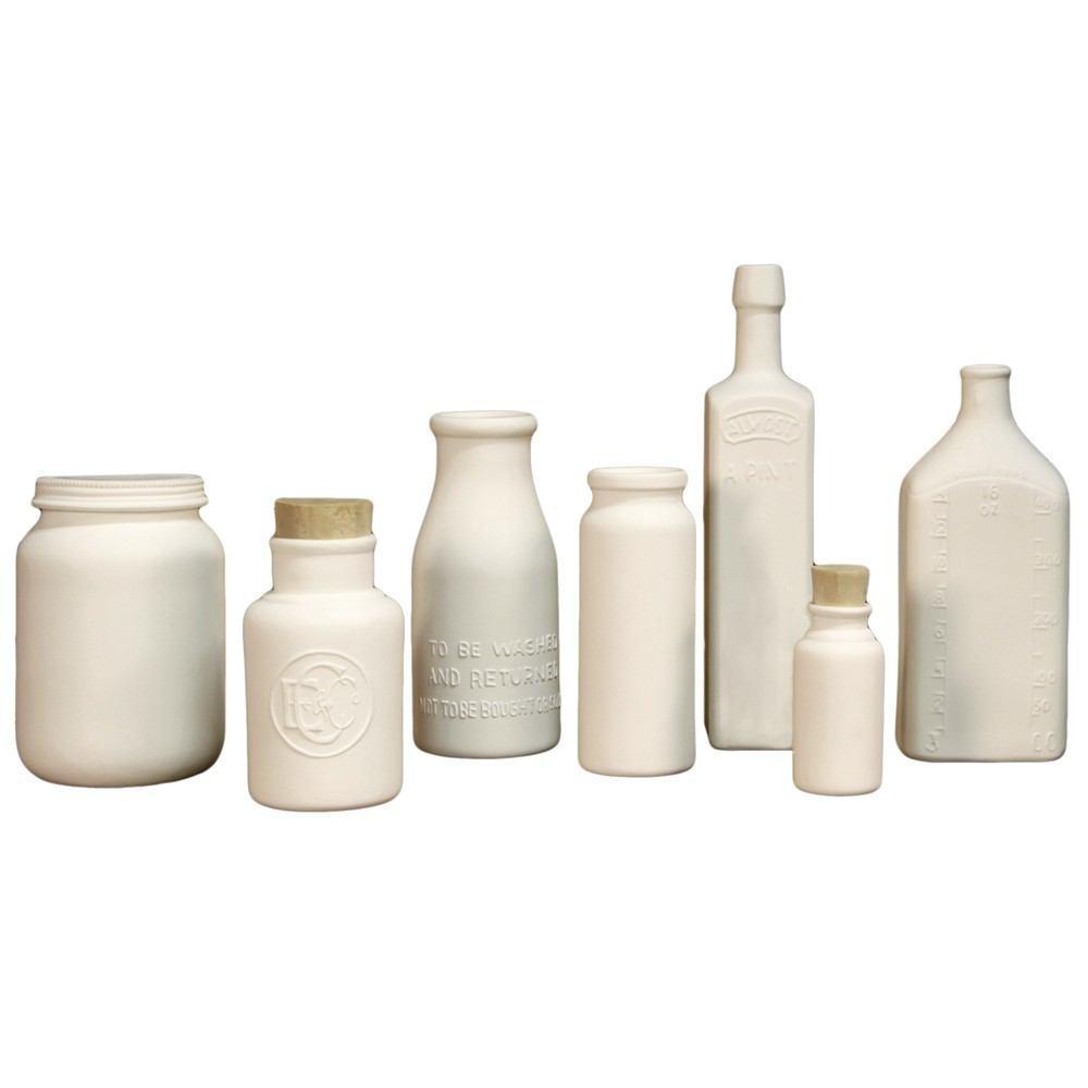 HomArt Bone China Collection of 7 Jars and Bottles - White - Feature Image