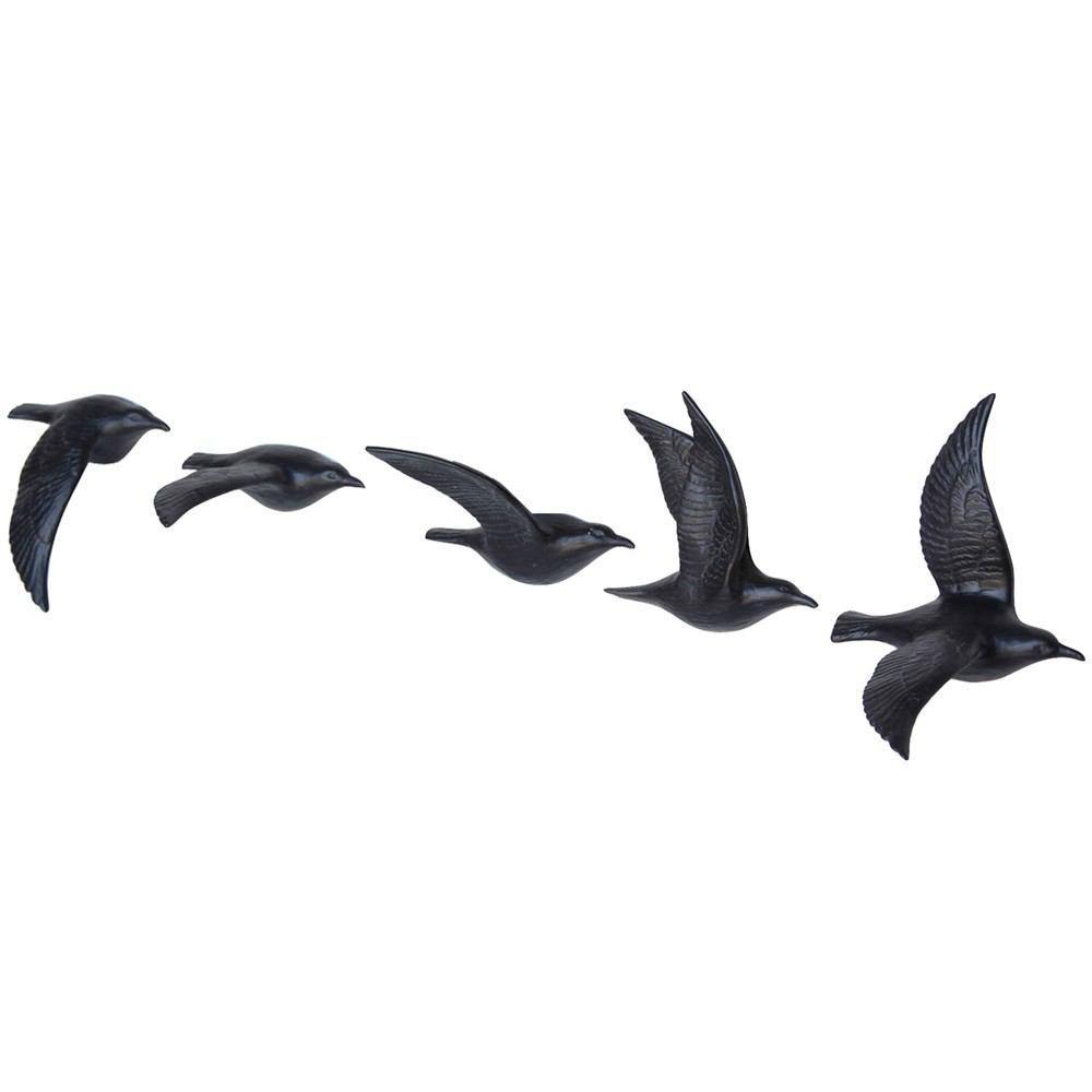 HomArt Flying Gulls - Bone China - Set of 5 - Assorted - Matte Black