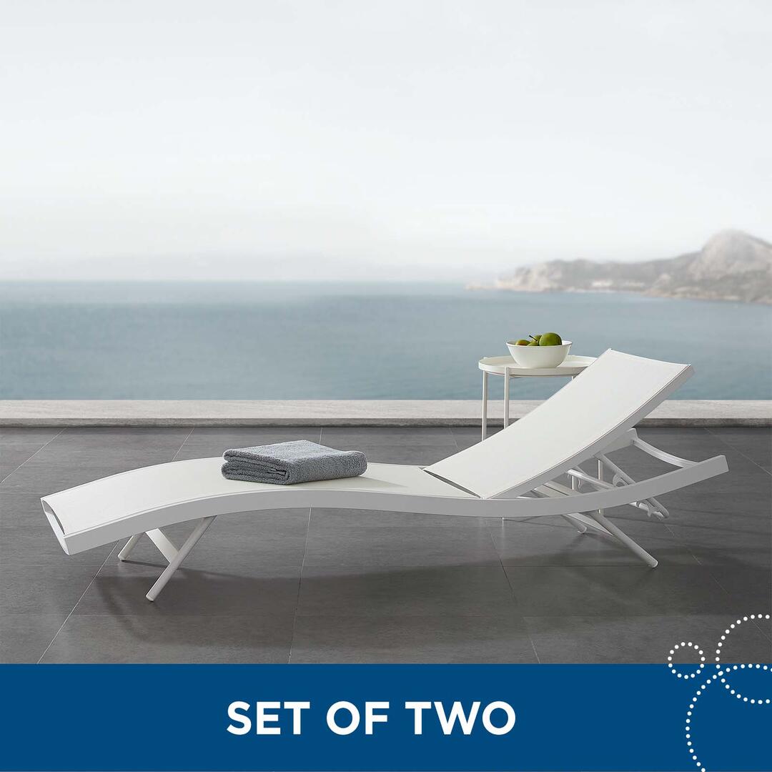 Modway Glimpse Outdoor Patio Mesh Chaise Lounge Set of 2 | Outdoor Recliners & Lounge Chairs | 