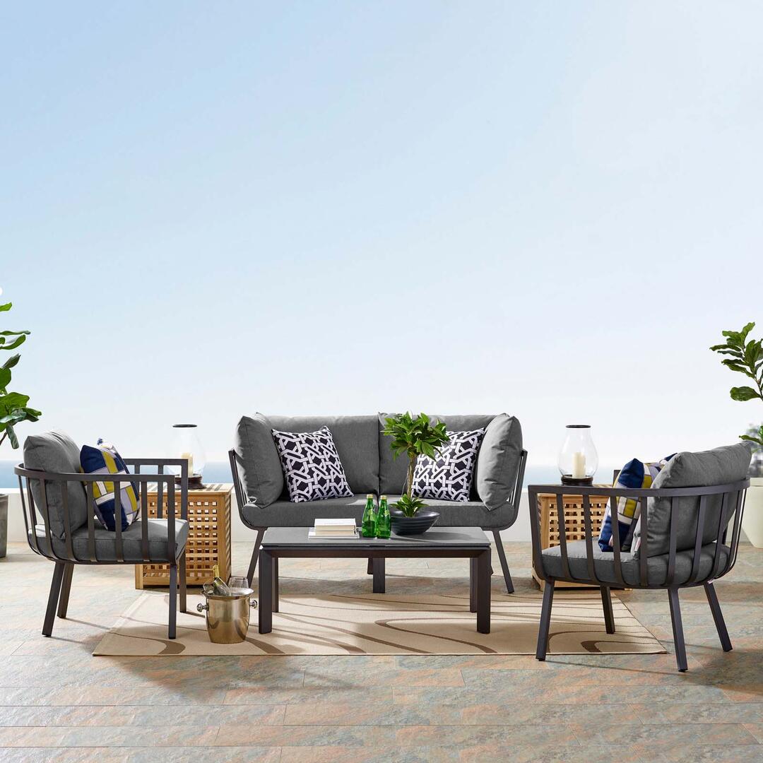 Modway Riverside 5 Piece Outdoor Patio Aluminum Set | Outdoor Sofas, Loveseats & Sectionals | Modishstore-10