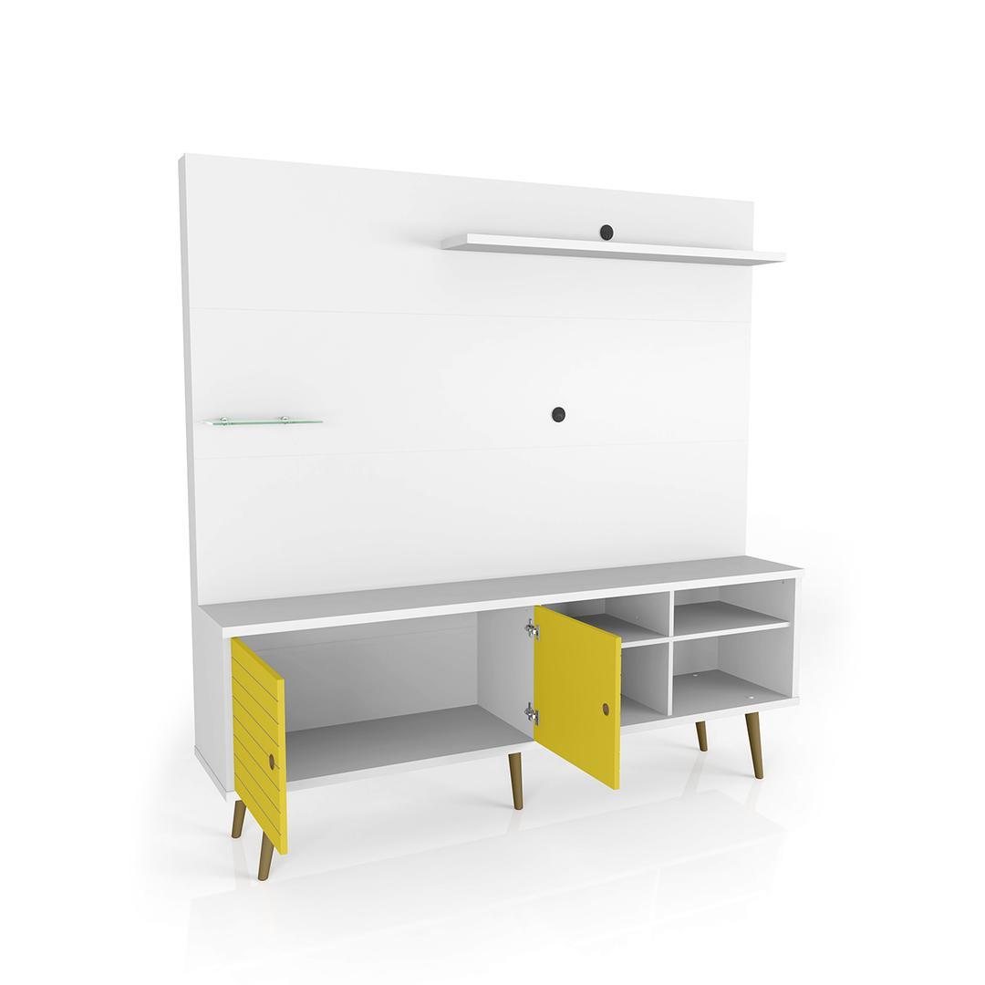 Manhattan Comfort Liberty 70.87" Freestanding Entertainment Center with Overhead shelf