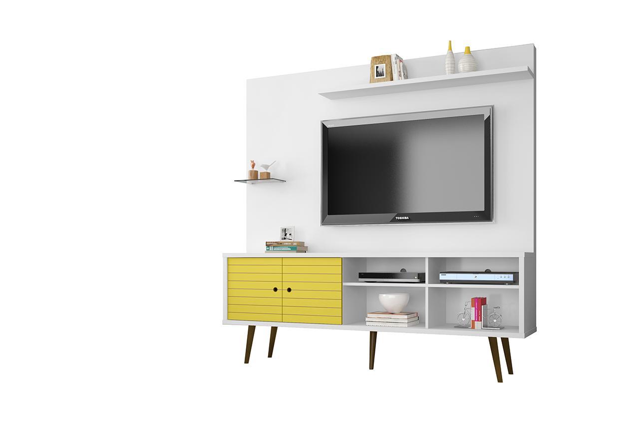 Manhattan Comfort Liberty 70.87" Freestanding Entertainment Center with Overhead shelf