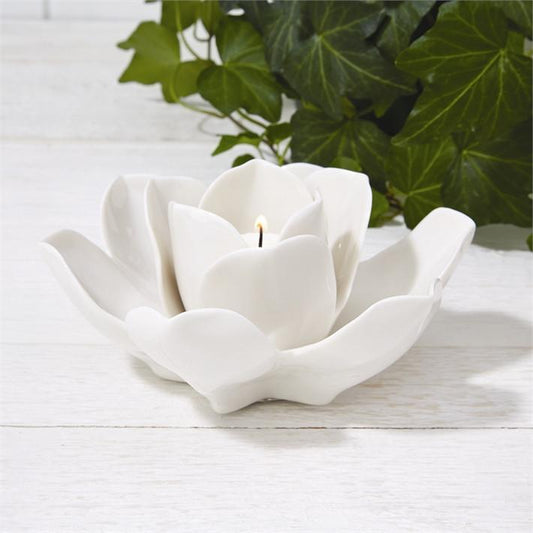 Two's Company La Vie En Blanc Rose Candle Holder Set of 6