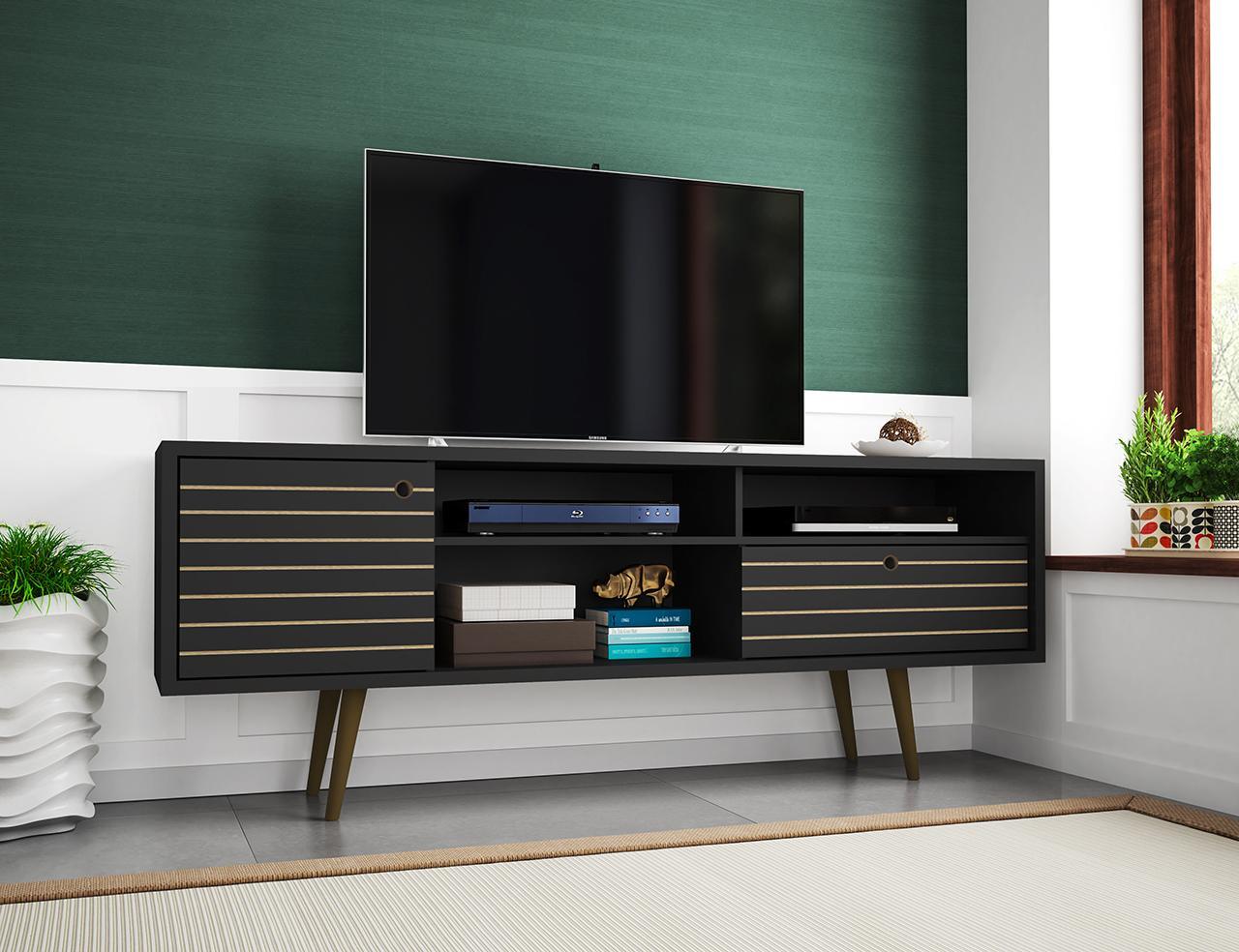 Manhattan Comfort Liberty 70.86" Mid Century - Modern TV Stand with 4 Shelving Spaces