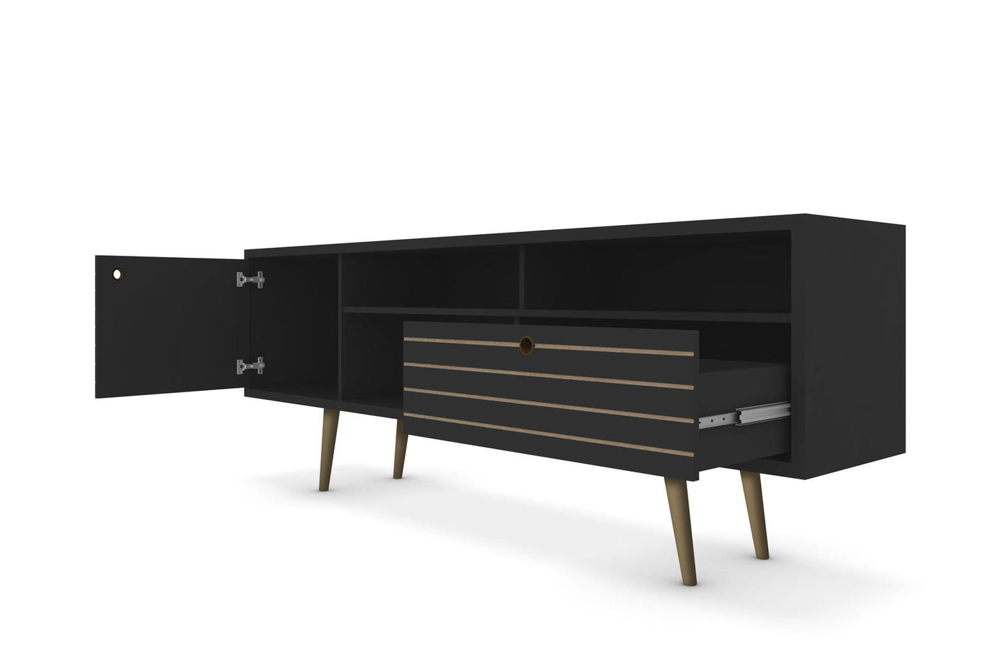 Manhattan Comfort Liberty 70.86" Mid Century - Modern TV Stand with 4 Shelving Spaces