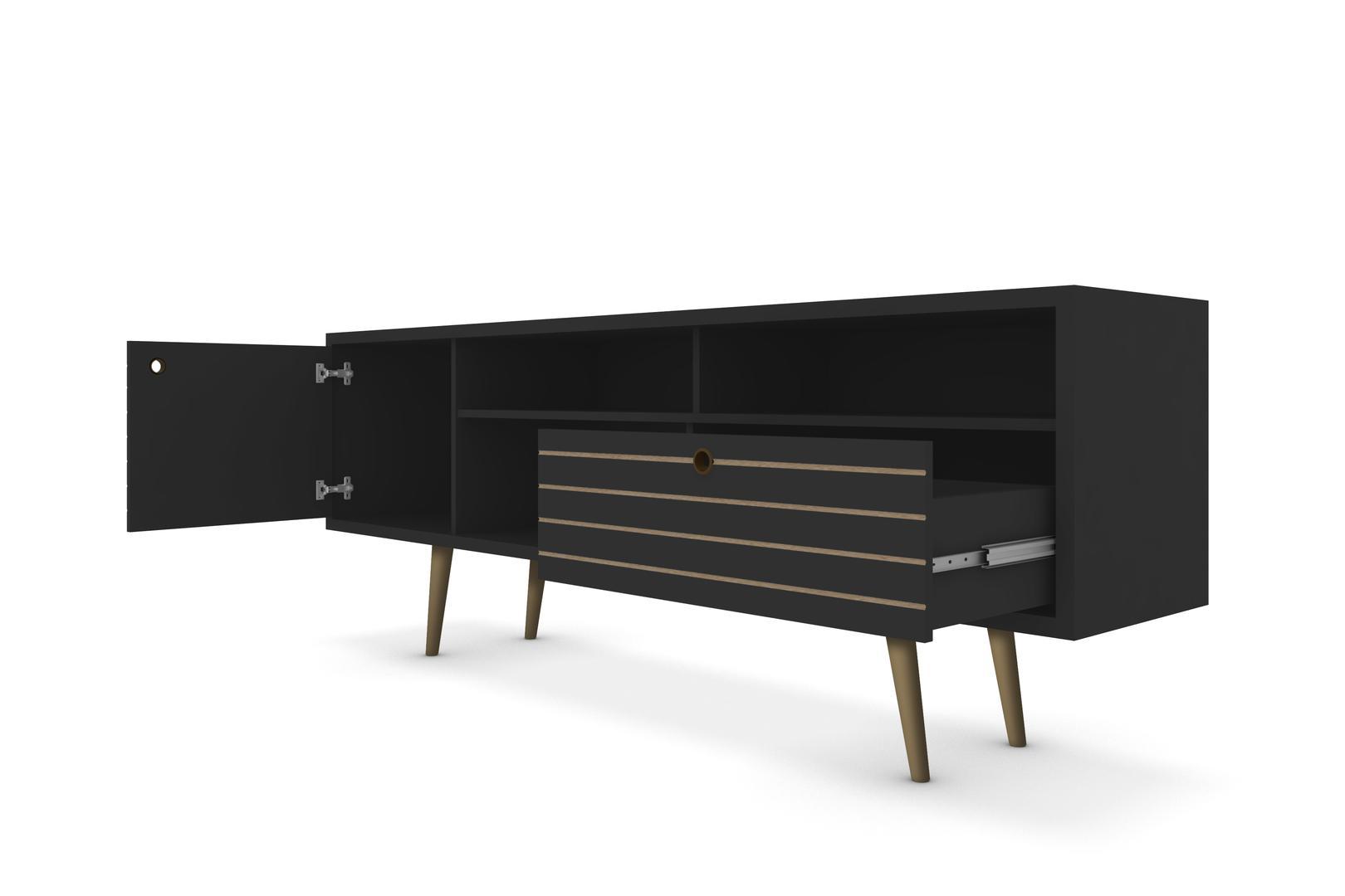 Manhattan Comfort Liberty 70.86" Mid Century - Modern TV Stand with 4 Shelving Spaces