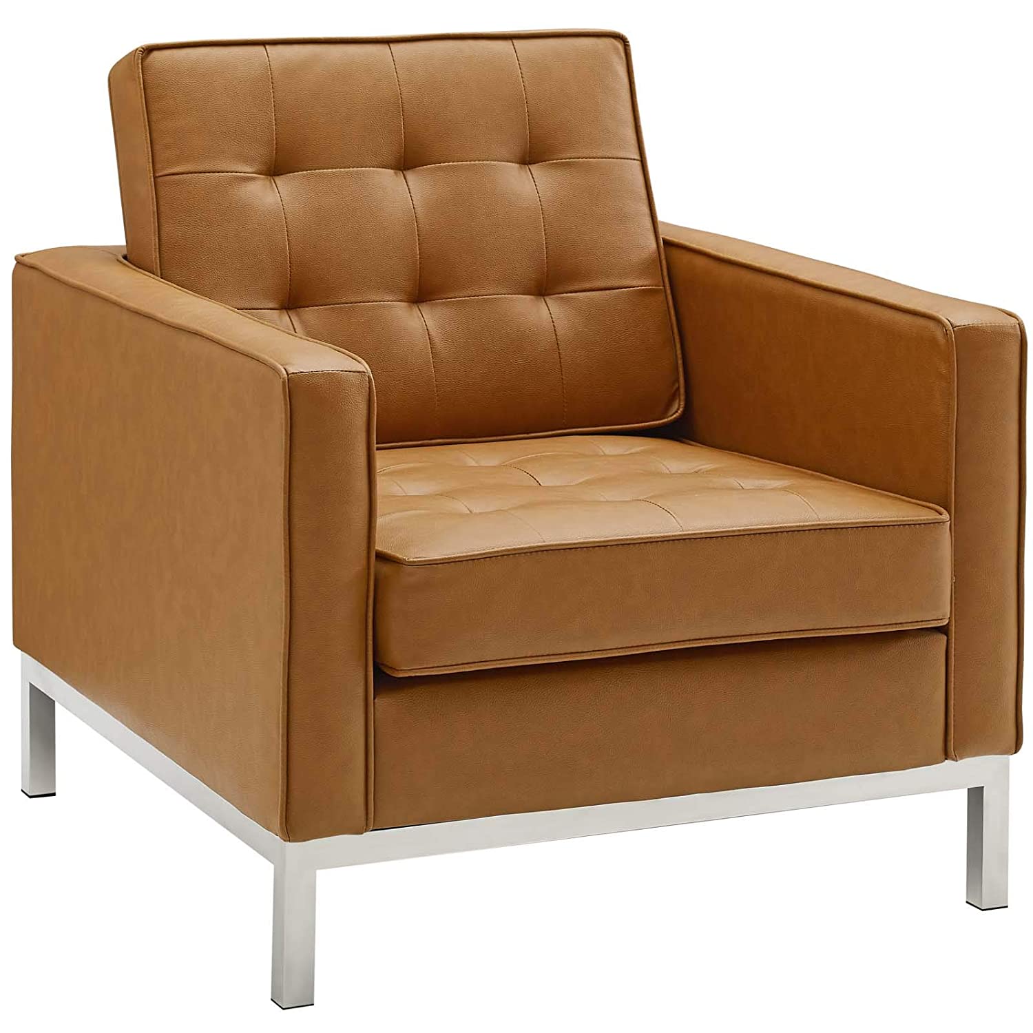 Modway Loft Tufted Upholstered Faux Leather Armchair | Armchairs | Modishstore-21