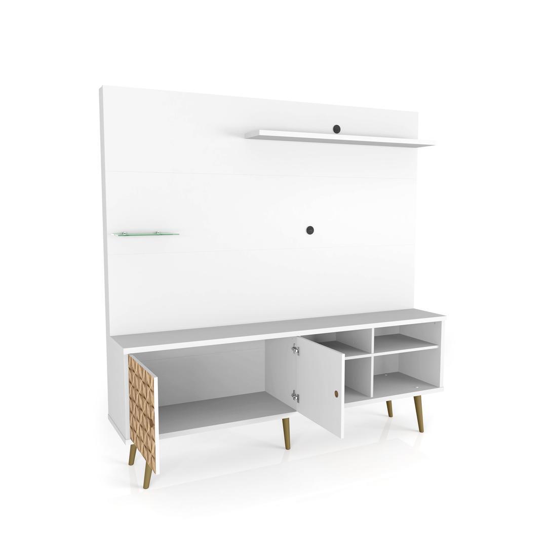 Manhattan Comfort Liberty 70.87" Freestanding Entertainment Center with Overhead shelf