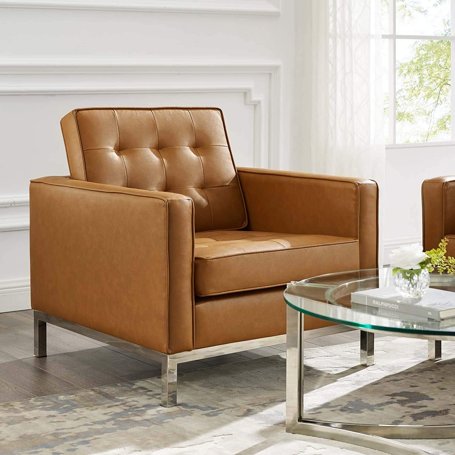 Modway Loft Tufted Upholstered Faux Leather Armchair | Armchairs | Modishstore-20