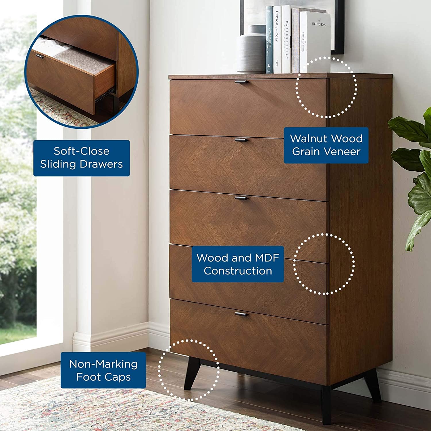 Modway Kali Wood Chest in Walnut | Drawers | Modishstore-7