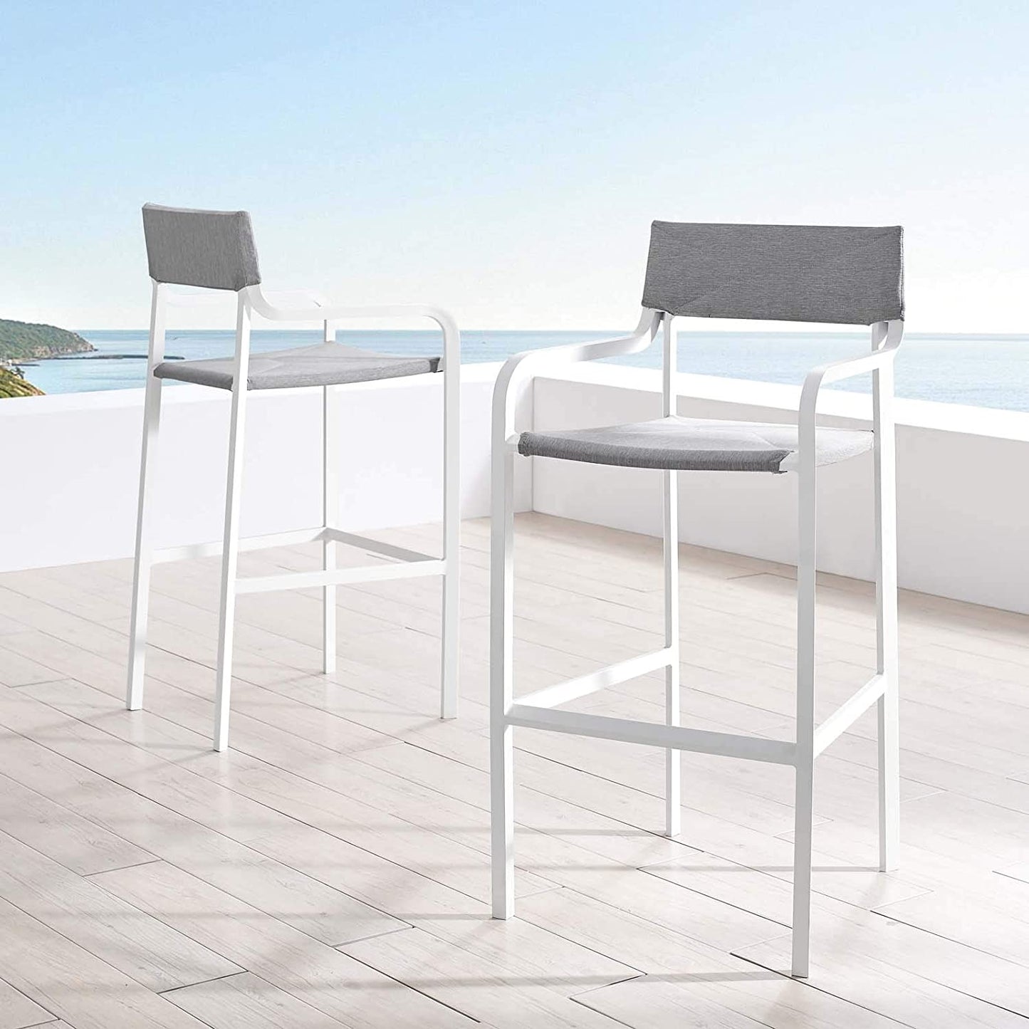 Modway Raleigh Outdoor Patio Aluminum Bar Stool Set of 2 | Bar Stools | Modishstore-8