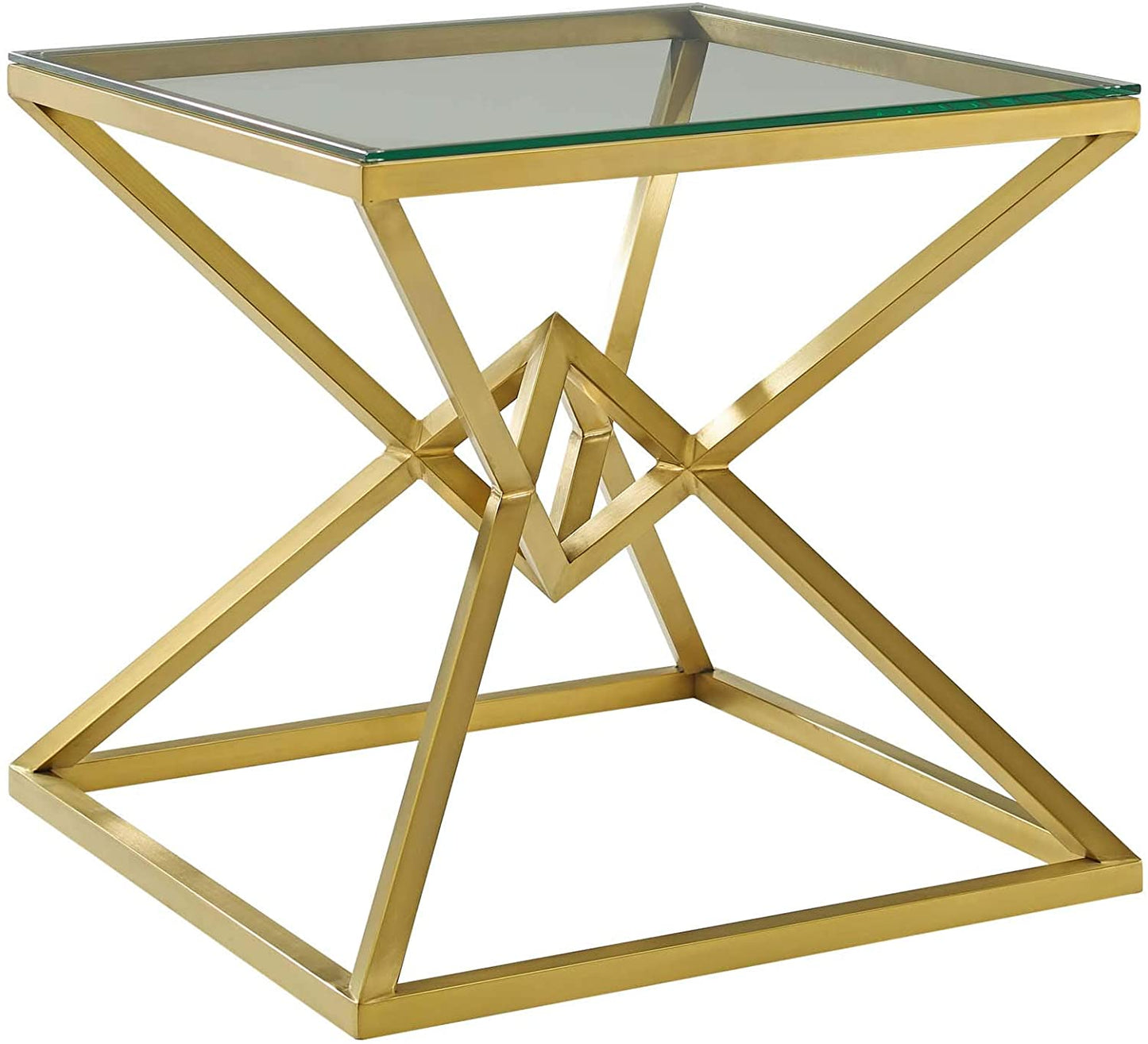 Modway Point 25.5" Brushed Gold Metal Stainless Steel Side Table in Gold | Side Tables | Modishstore-4