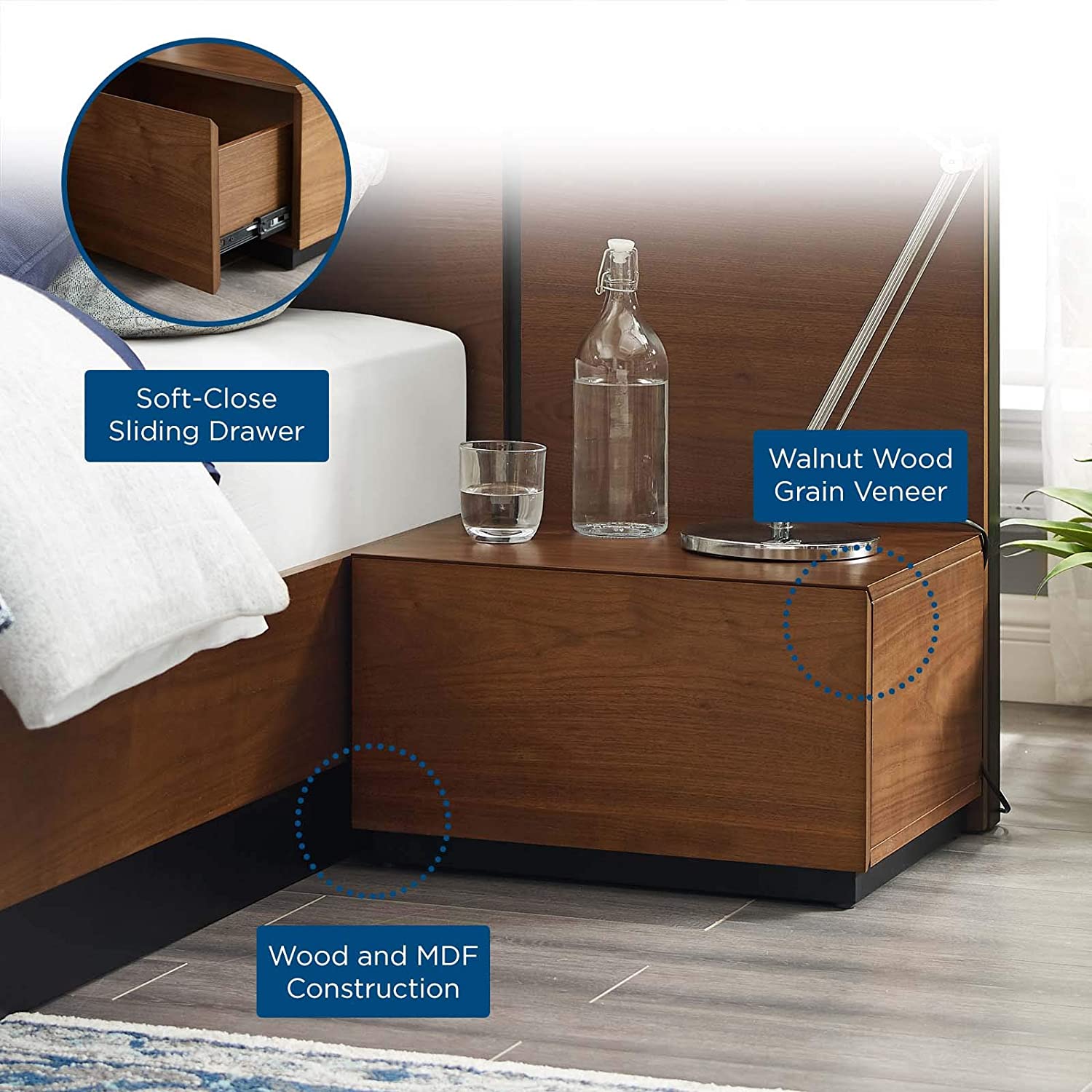 Modway Caima Nightstand in Walnut | Nightstands | 