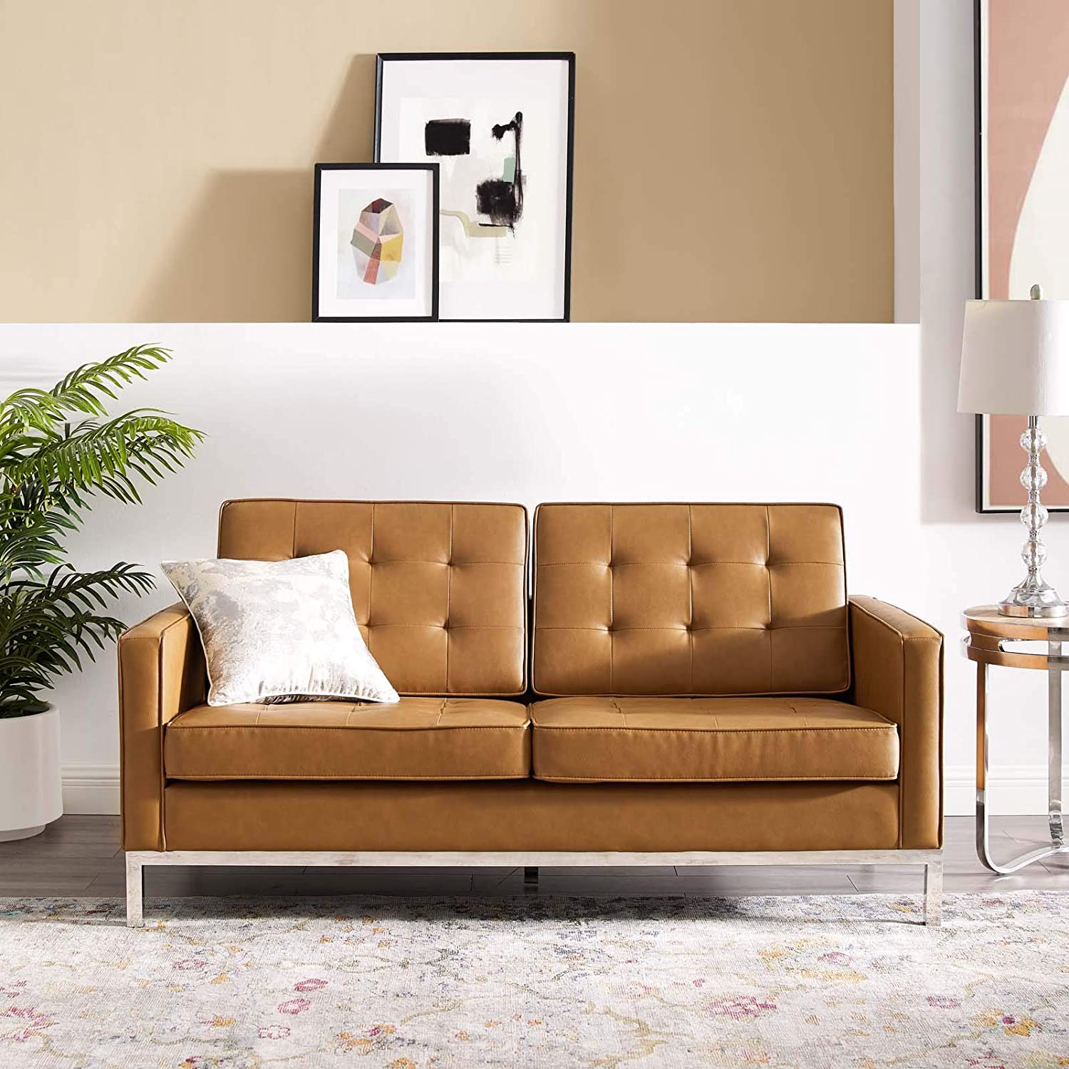 Modway Loft Tufted Upholstered Faux Leather Loveseat | Loveseats | Modishstore-10