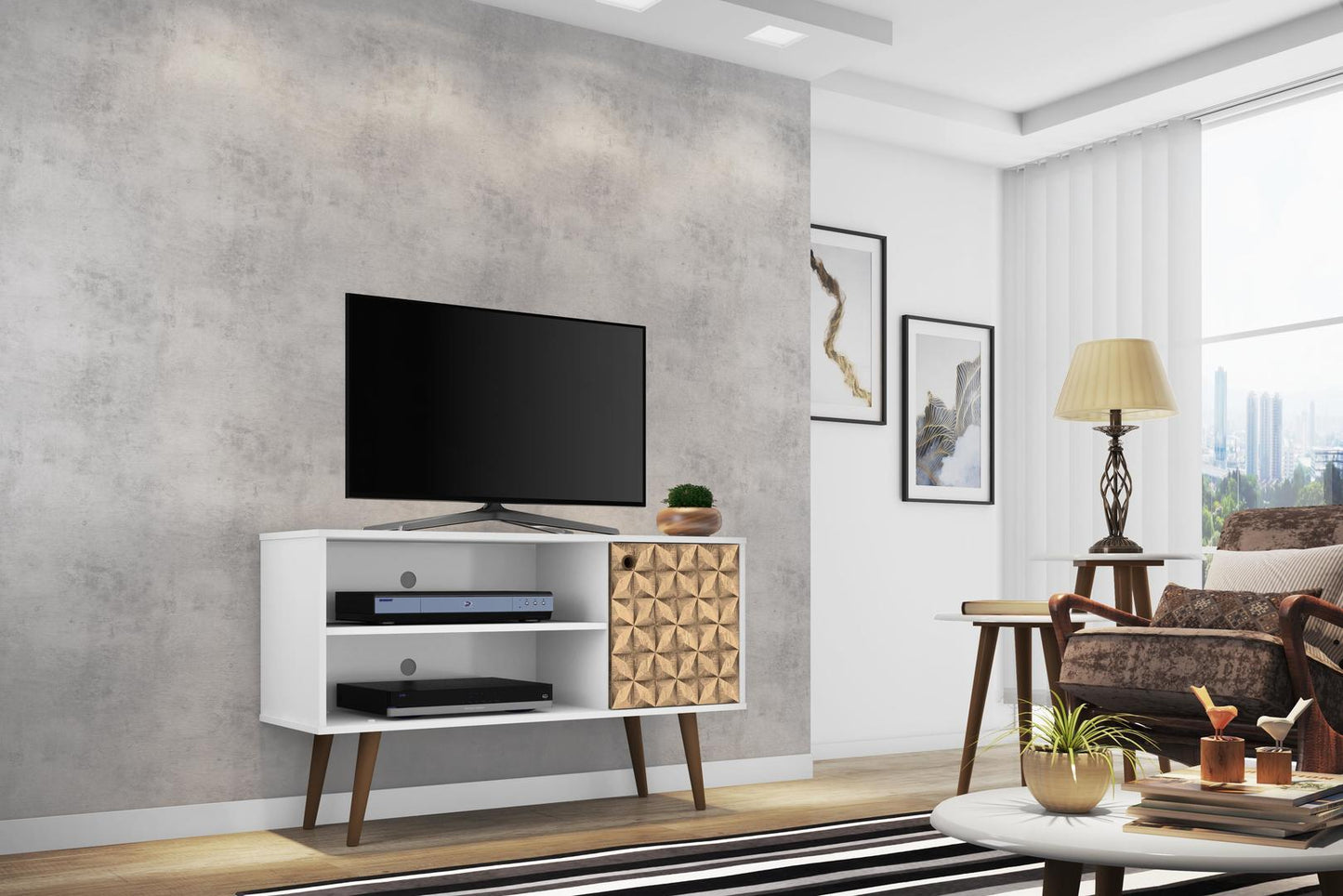 Manhattan Comfort Liberty 42.52" Mid Century - Modern TV Stand with 2 Shelves and 1 Door