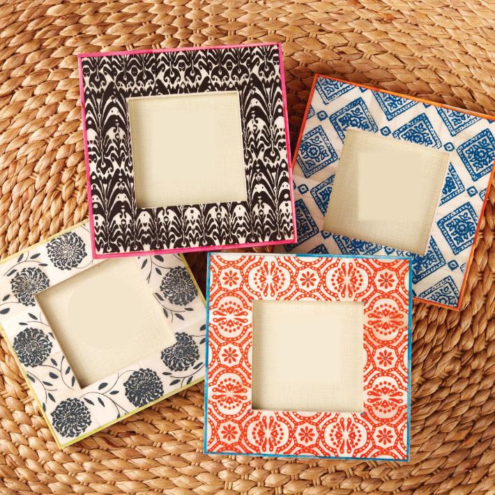 Two's Company Ikat 4" x 4" Photo Frame Assorted 4 Patterns