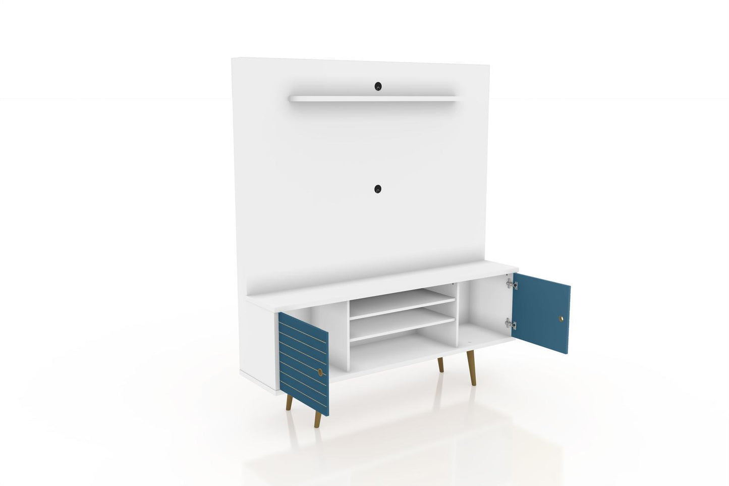 Manhattan Comfort Liberty 63" Freestanding Entertainment Center with Overhead shelf