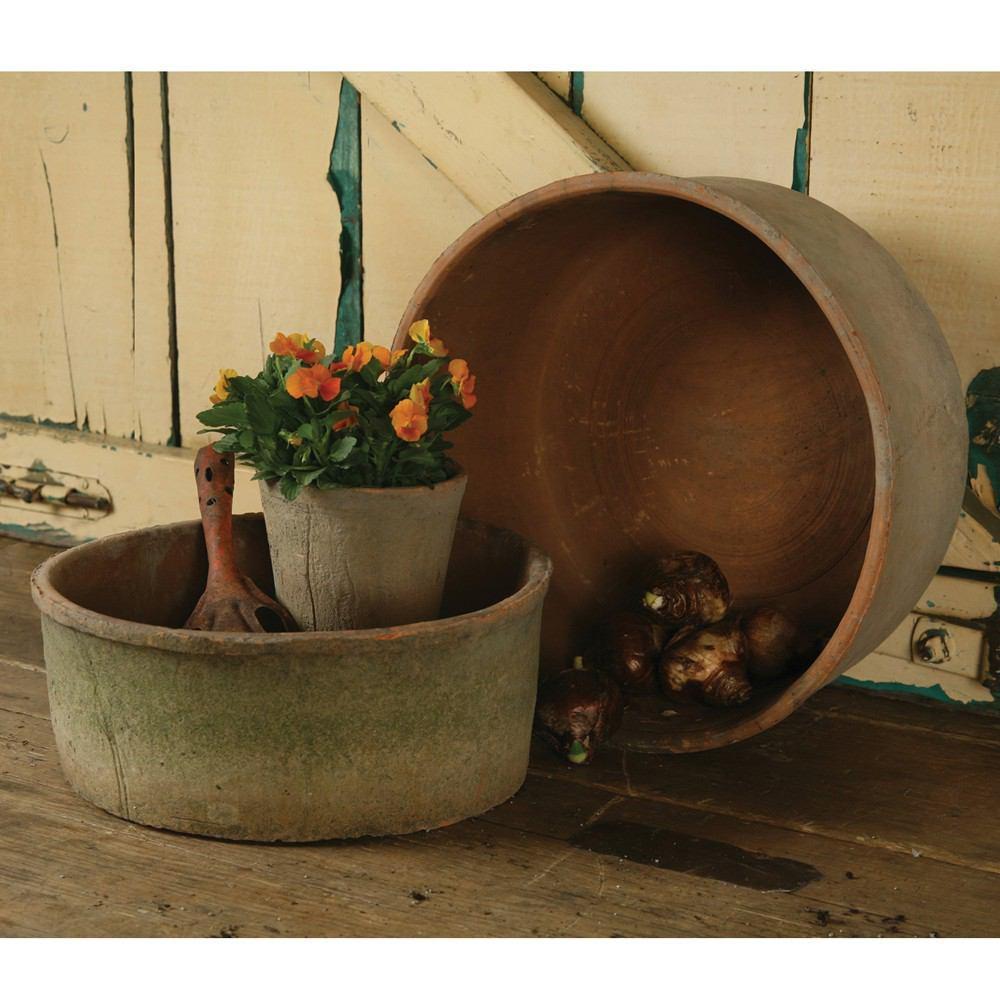 HomArt Rustic Terra Cotta Grande Cylinders - Set of 2 - Antique Red