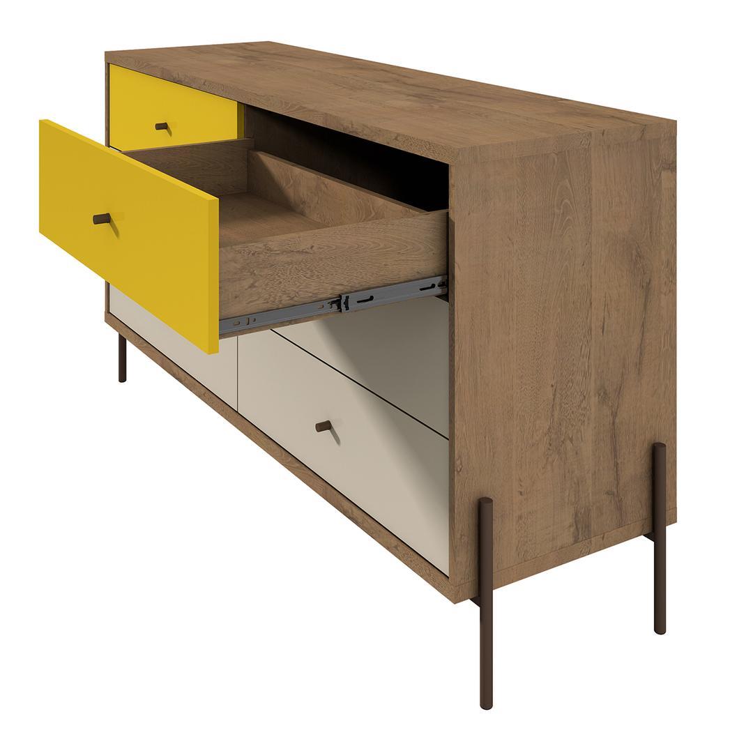 Manhattan Comfort Joy 59" Wide Double Dresser with 6 Full Extension Drawers
