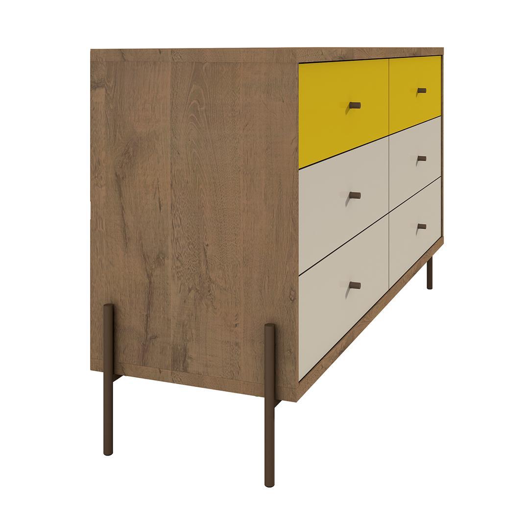 Manhattan Comfort Joy 59" Wide Double Dresser with 6 Full Extension Drawers