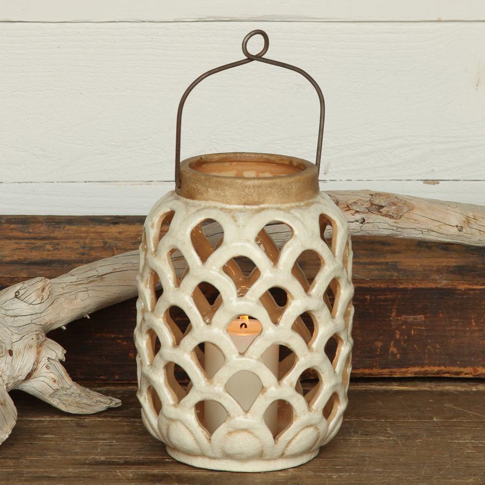 HomArt Sirena Ceramic Lantern - Antique White